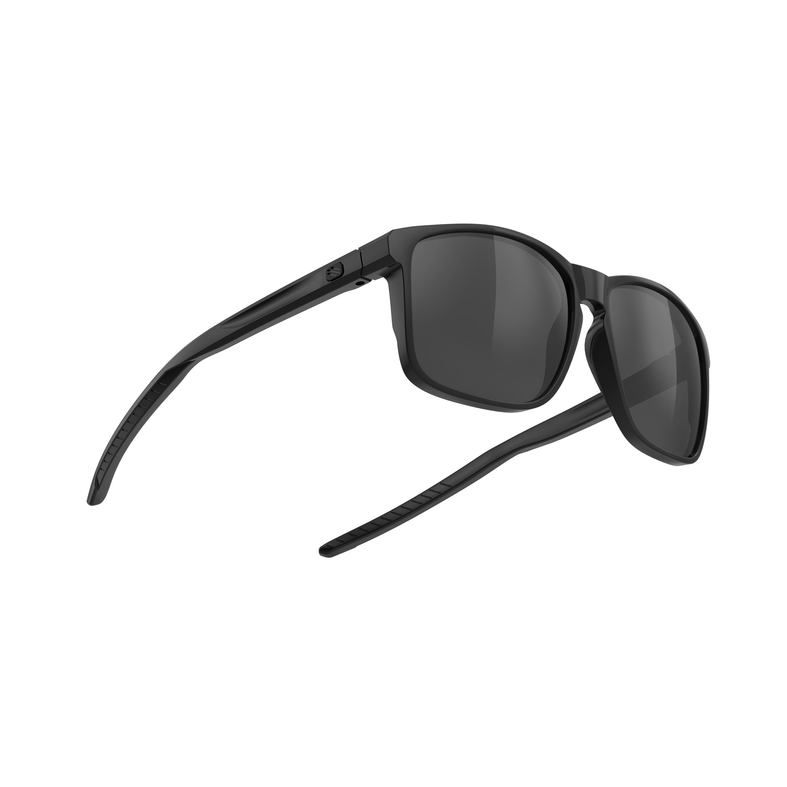 Rudy Project Overlap Black Gloss mirrored smoke black performance sunglasses – side view