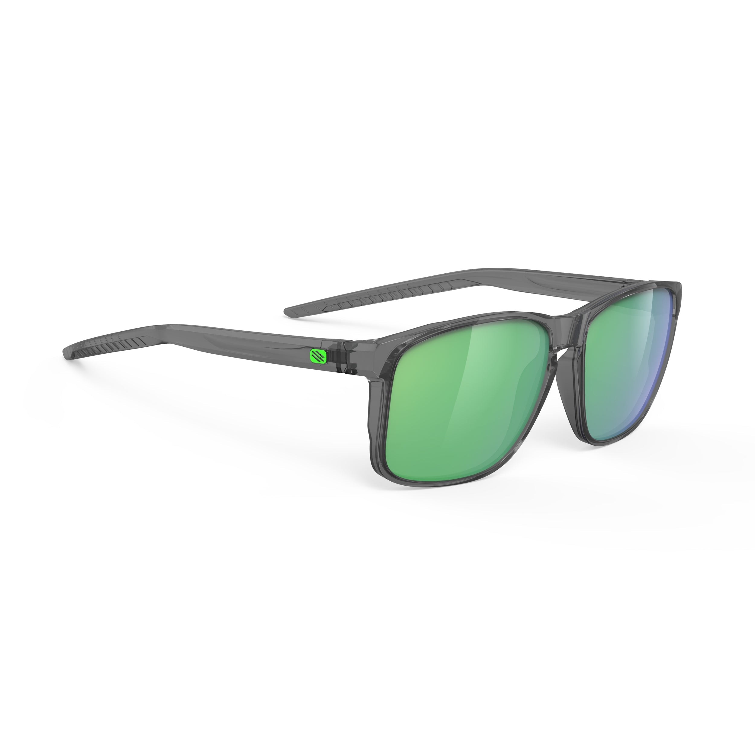 Rudy Project Overlap Crystal Ash polarized polar 3fx hdr multilaser green performance sunglasses – front view