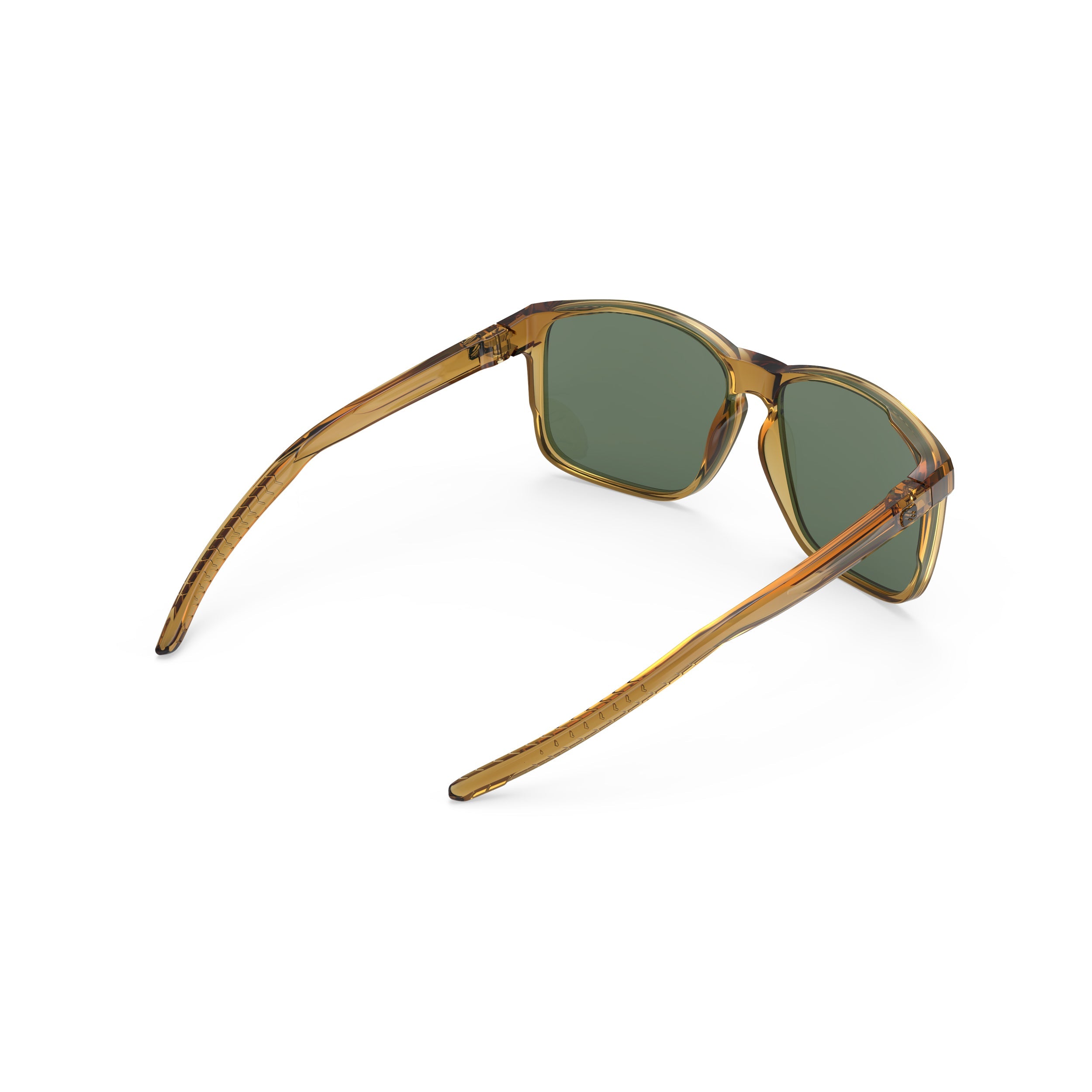 Rudy Project Overlap Crystal Butterscotch Gloss mirrored green performance sunglasses – rear view