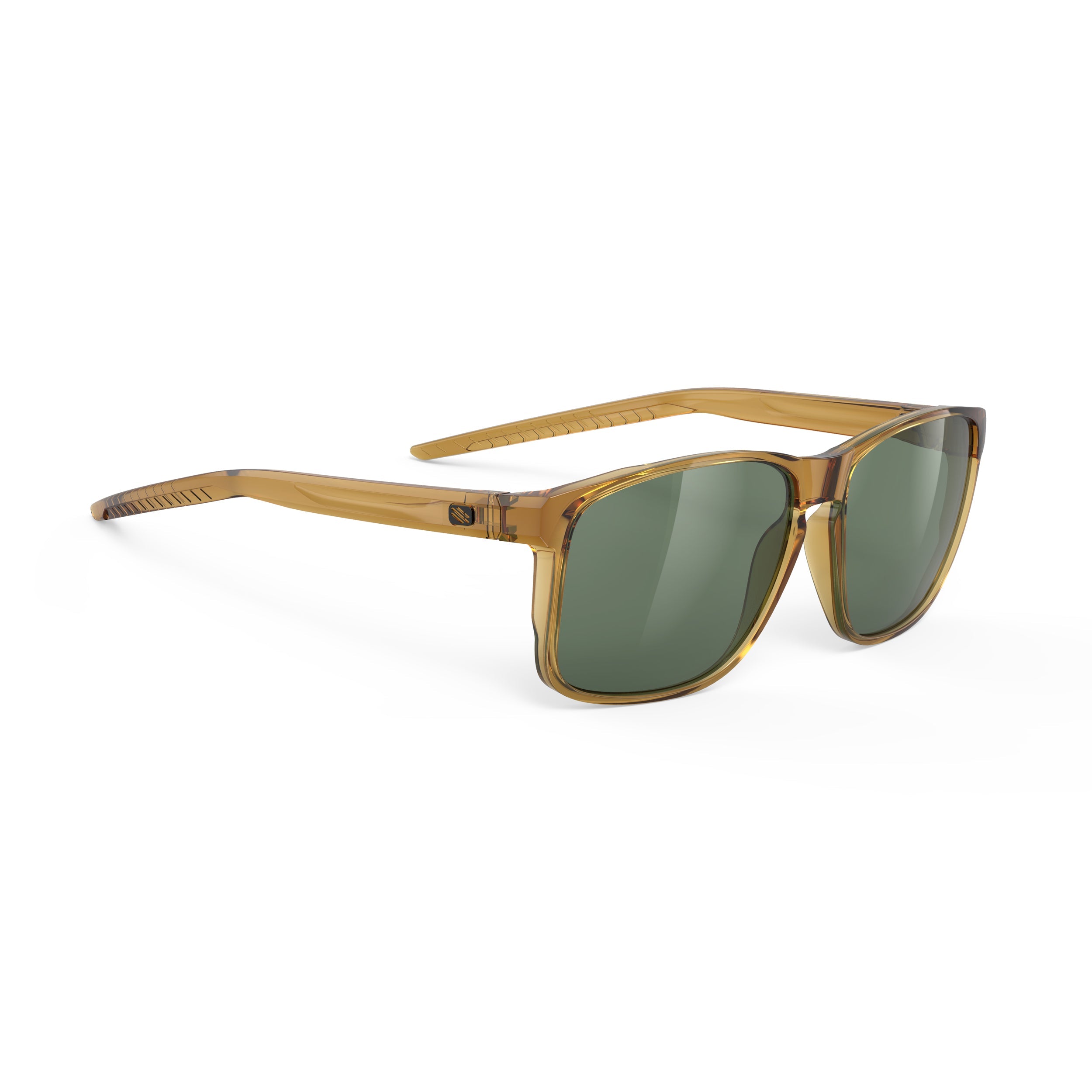 Rudy Project Overlap Crystal Butterscotch Gloss mirrored green performance sunglasses – front view