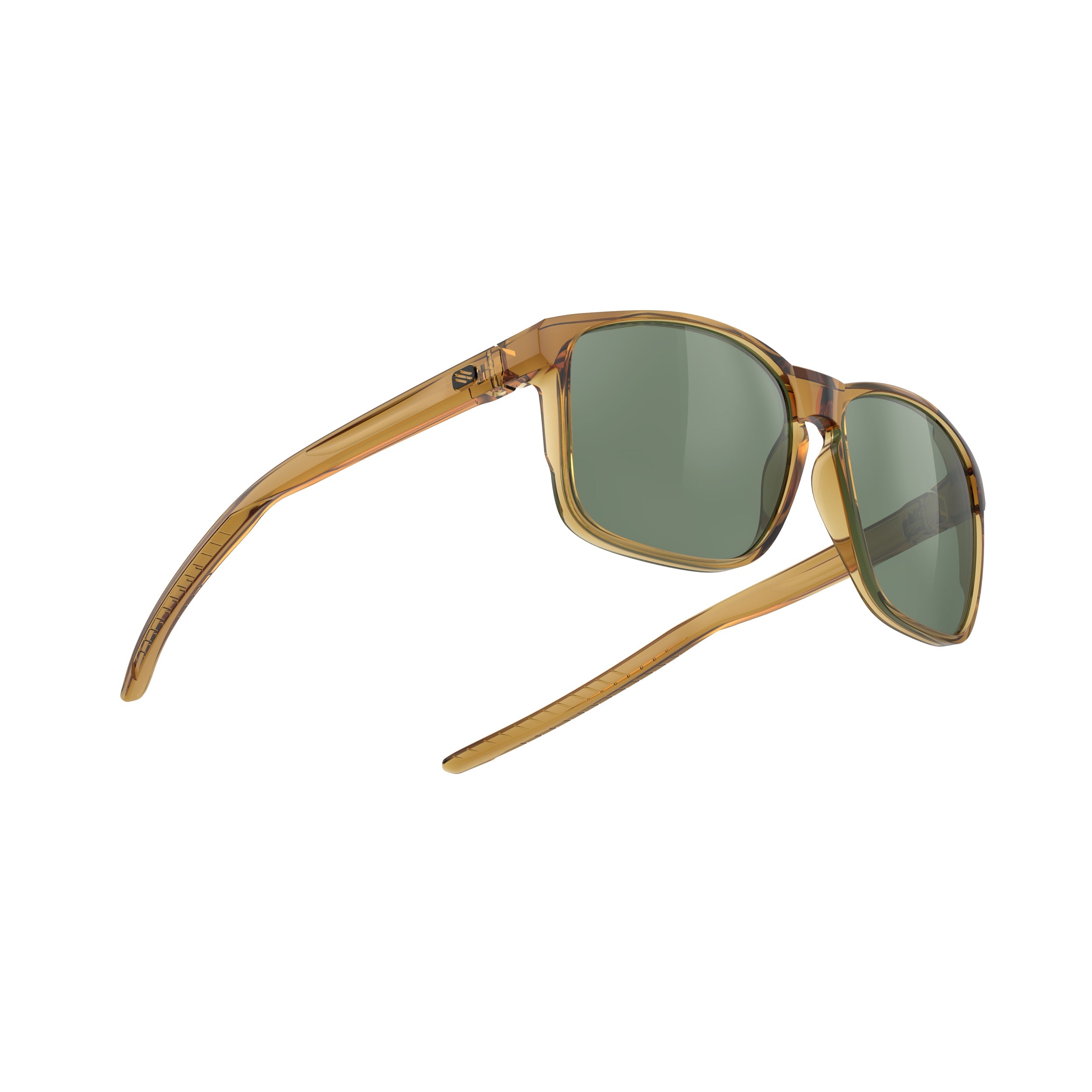 Rudy Project Overlap Crystal Butterscotch Gloss mirrored green performance sunglasses – side view