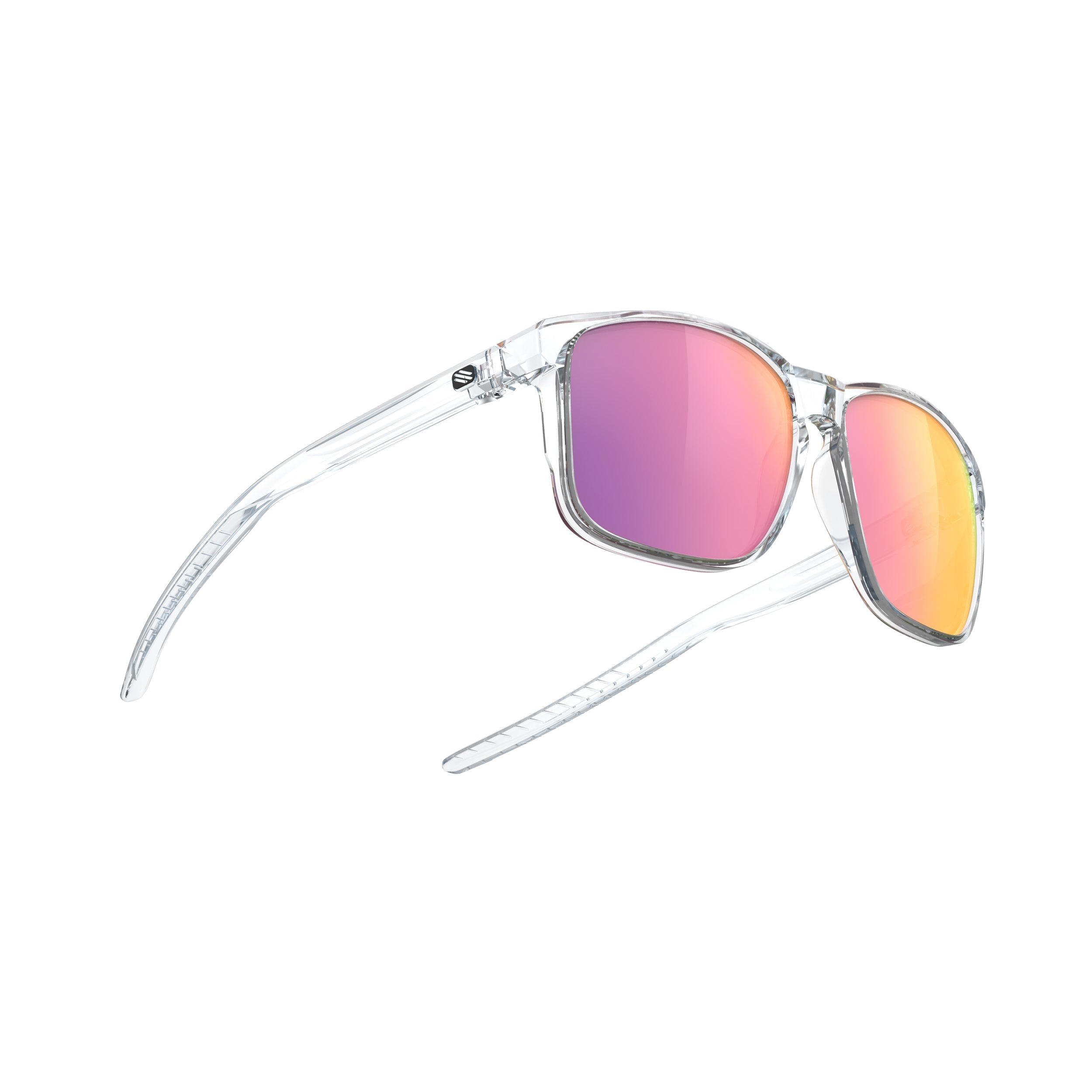 Rudy Project Overlap Crystal Gloss mirrored multilaser sunset performance sunglasses – side view