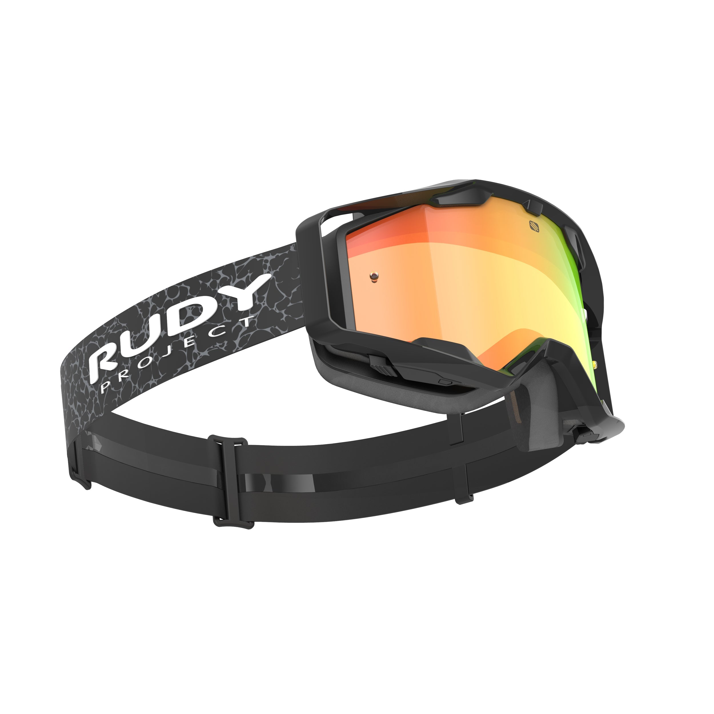 Rudy Project Override Black Gloss mirrored multilaser orange mtb goggles – side view