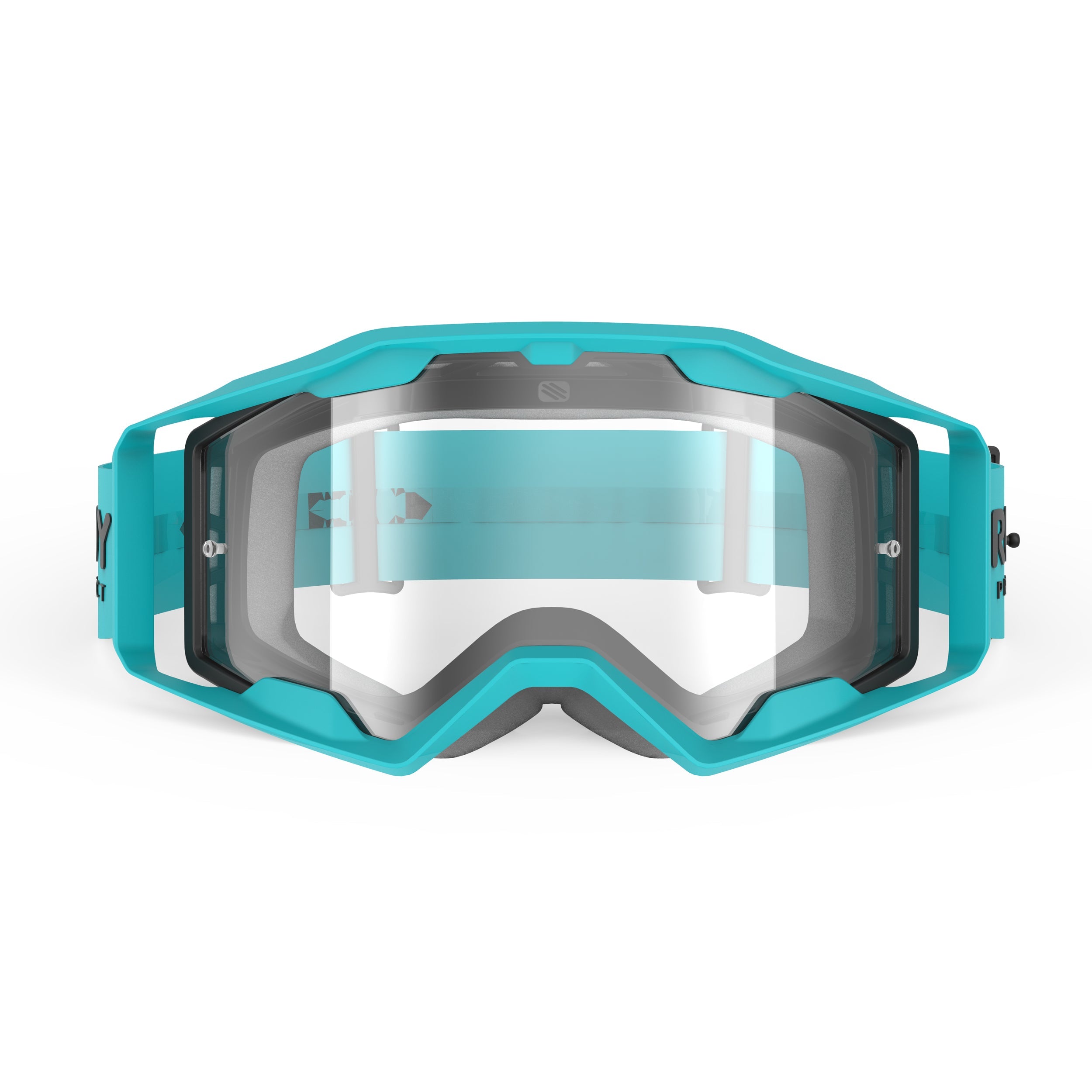 Rudy Project Override Emerald Matte transparent mtb goggles – front view, alternate angle