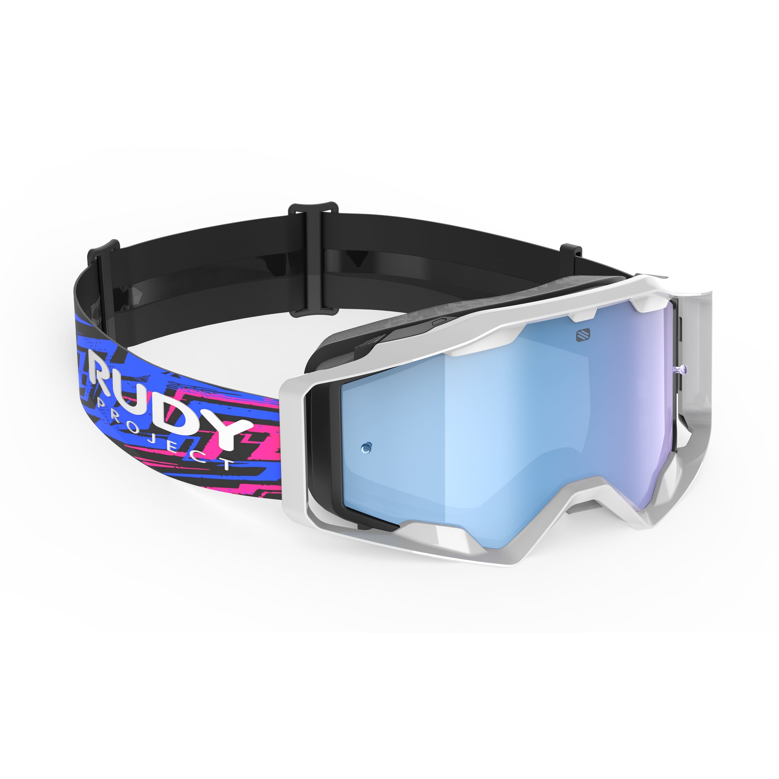 Rudy Project Override White Gloss mirrored multilaser ice mtb goggles – front view