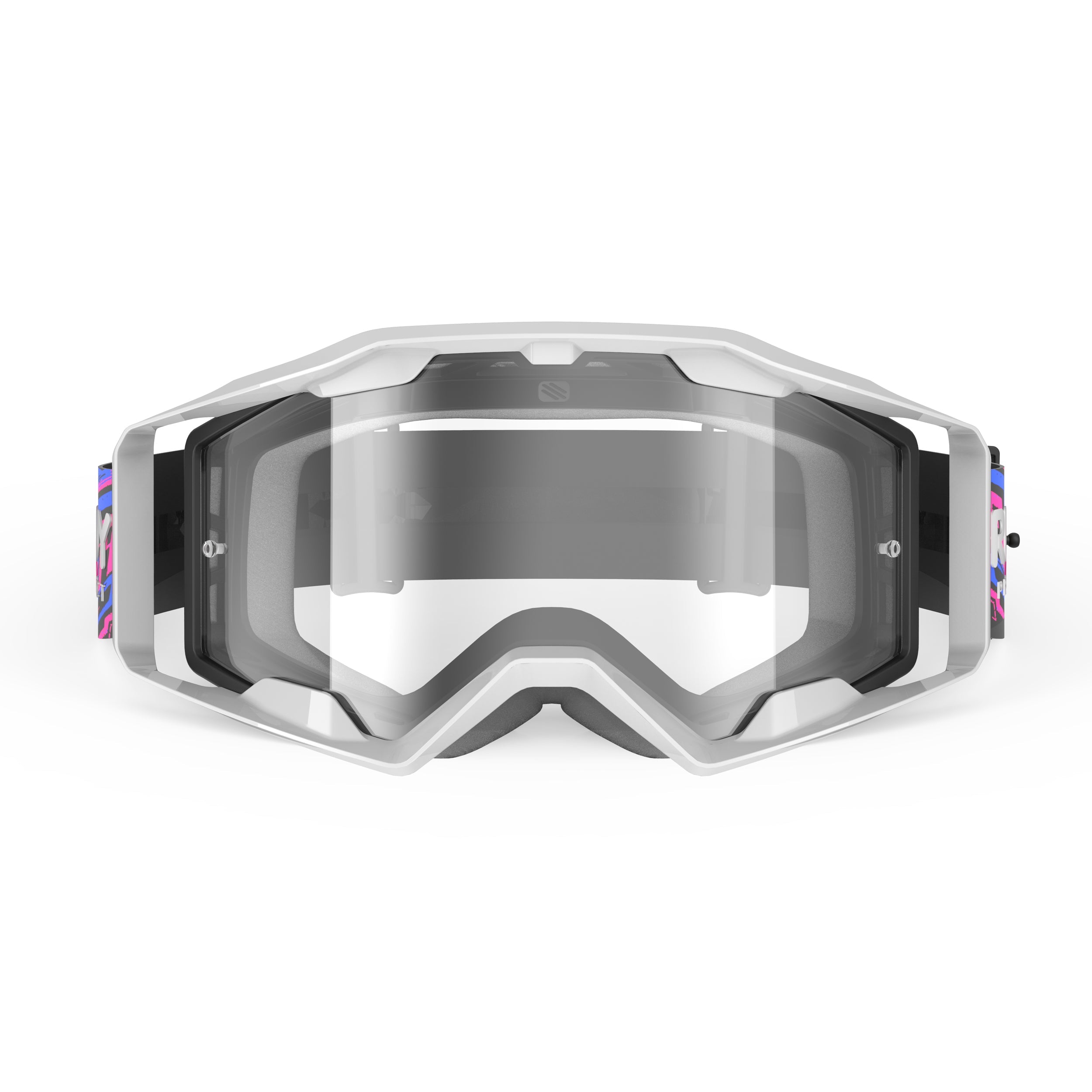 Rudy Project Override White Gloss transparent mtb goggles – front view, alternate angle