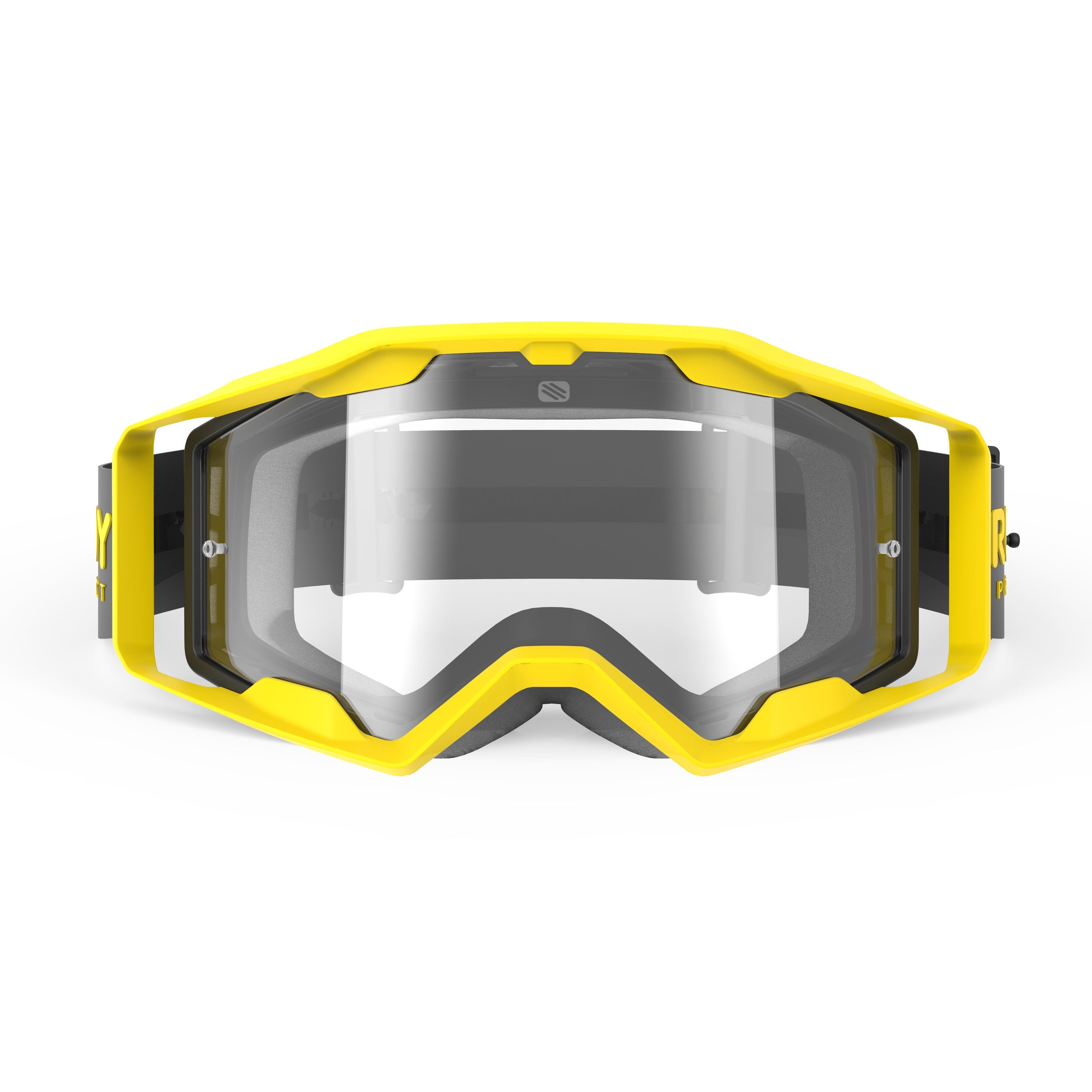 Rudy Project Override Yellow Matte transparent mtb goggles – front view, alternate angle