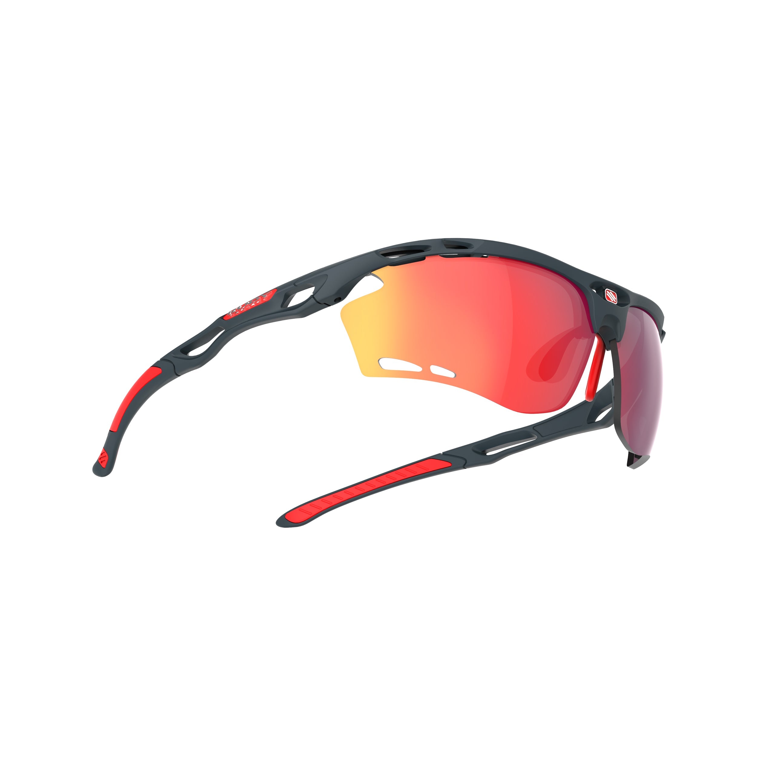 Rudy Project Propulse Charcoal Matte mirrored multilaser red hdr performance sunglasses – side view