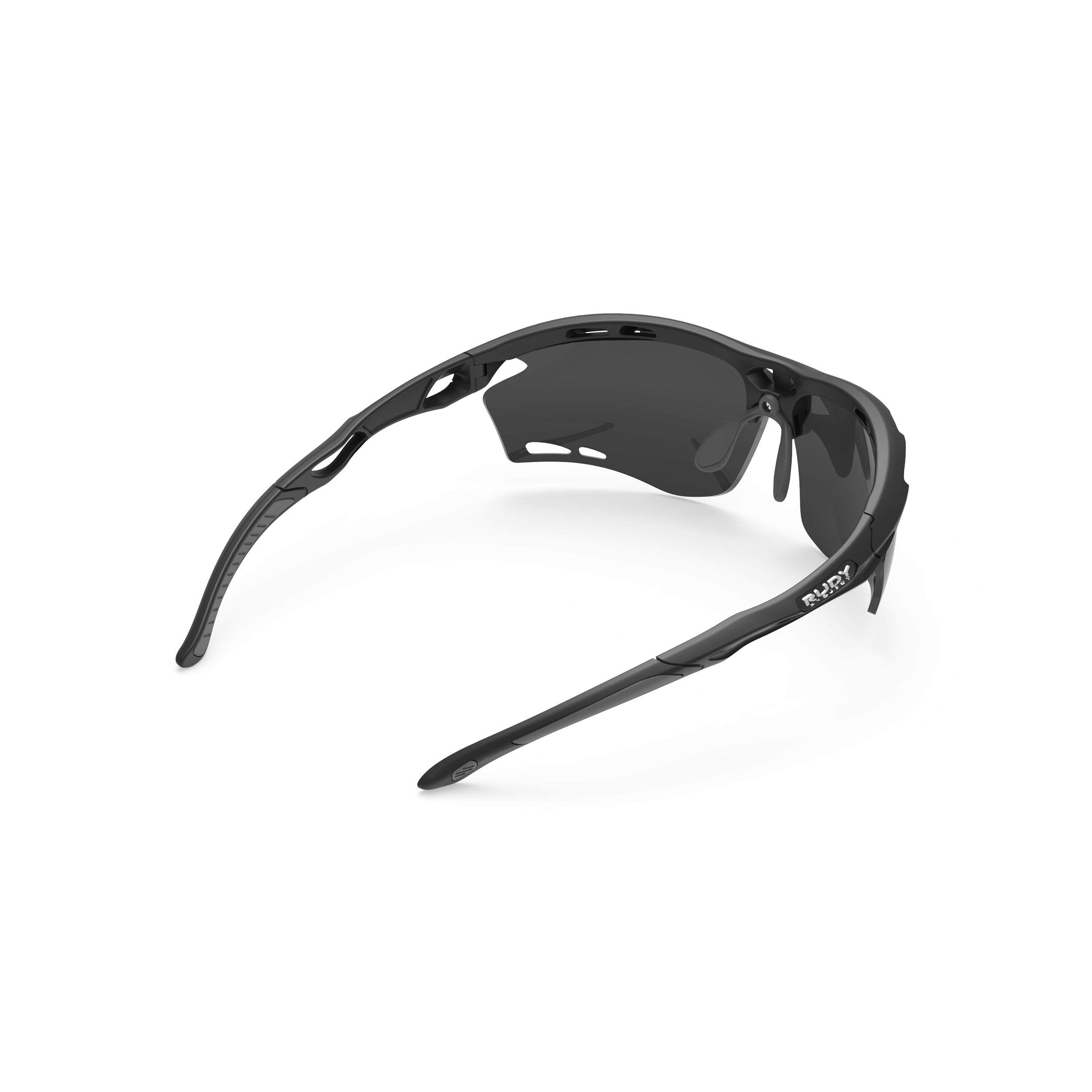 Rudy Project Propulse Matte Black mirrored smoke black performance sunglasses – rear view