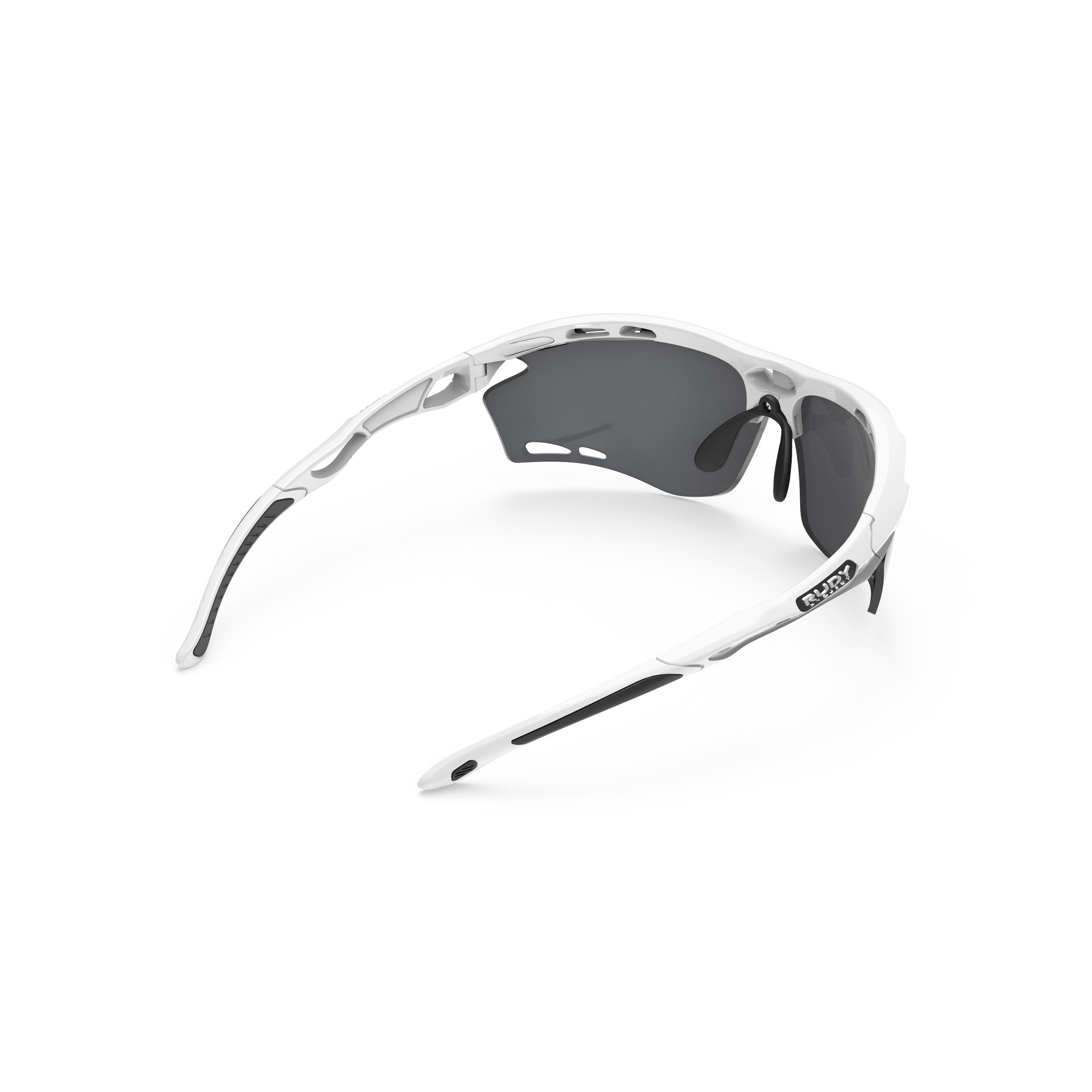 Rudy Project Propulse White Gloss mirrored laser black performance sunglasses – rear view