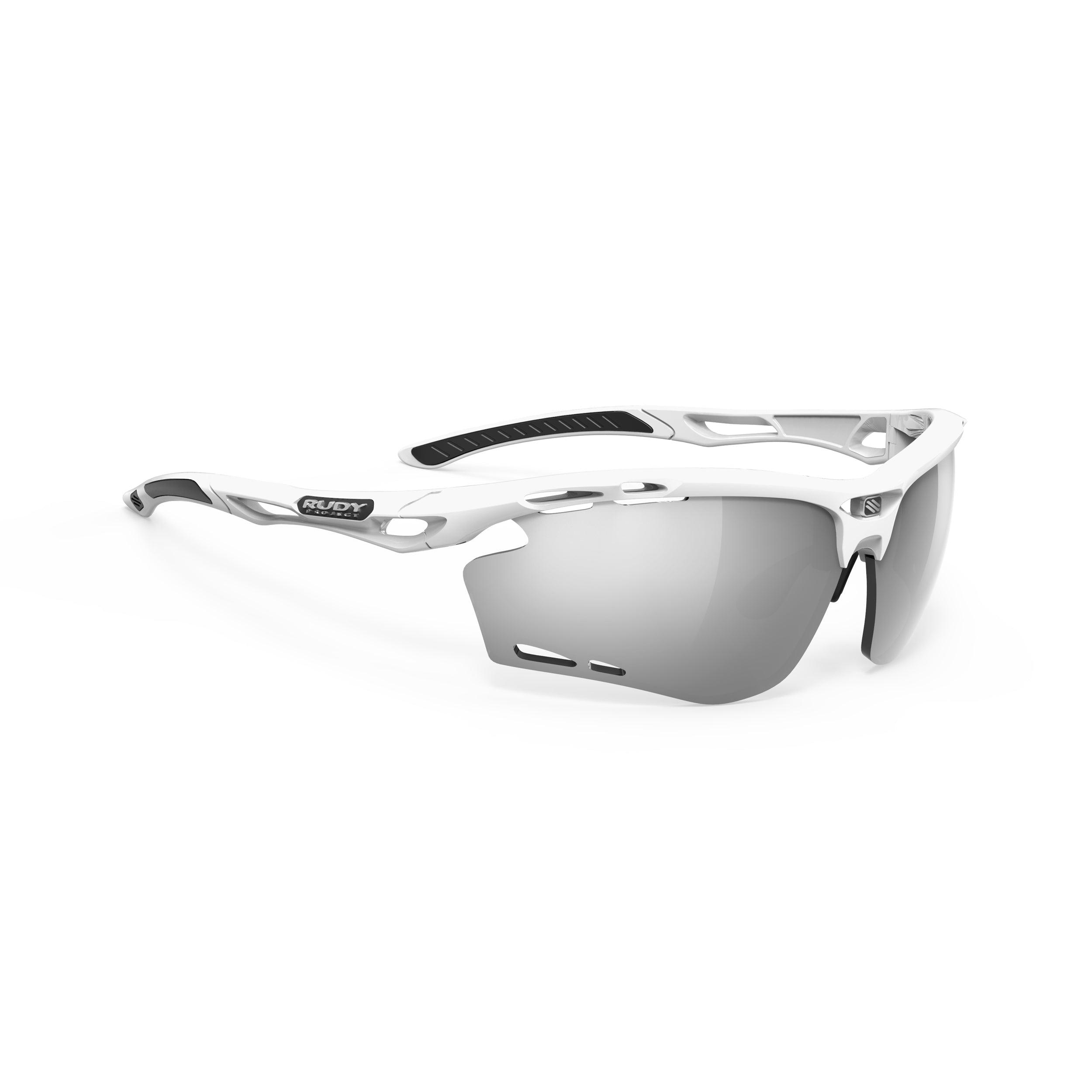 Rudy Project Propulse White Gloss mirrored laser black performance sunglasses – front view
