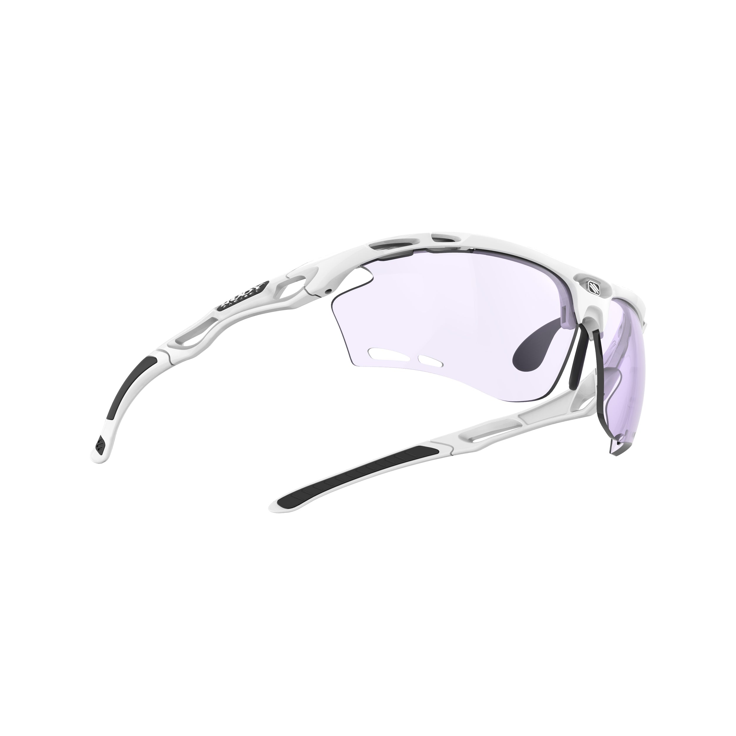 Rudy Project Propulse White Gloss photochromic laser purple hdr performance sunglasses – side view