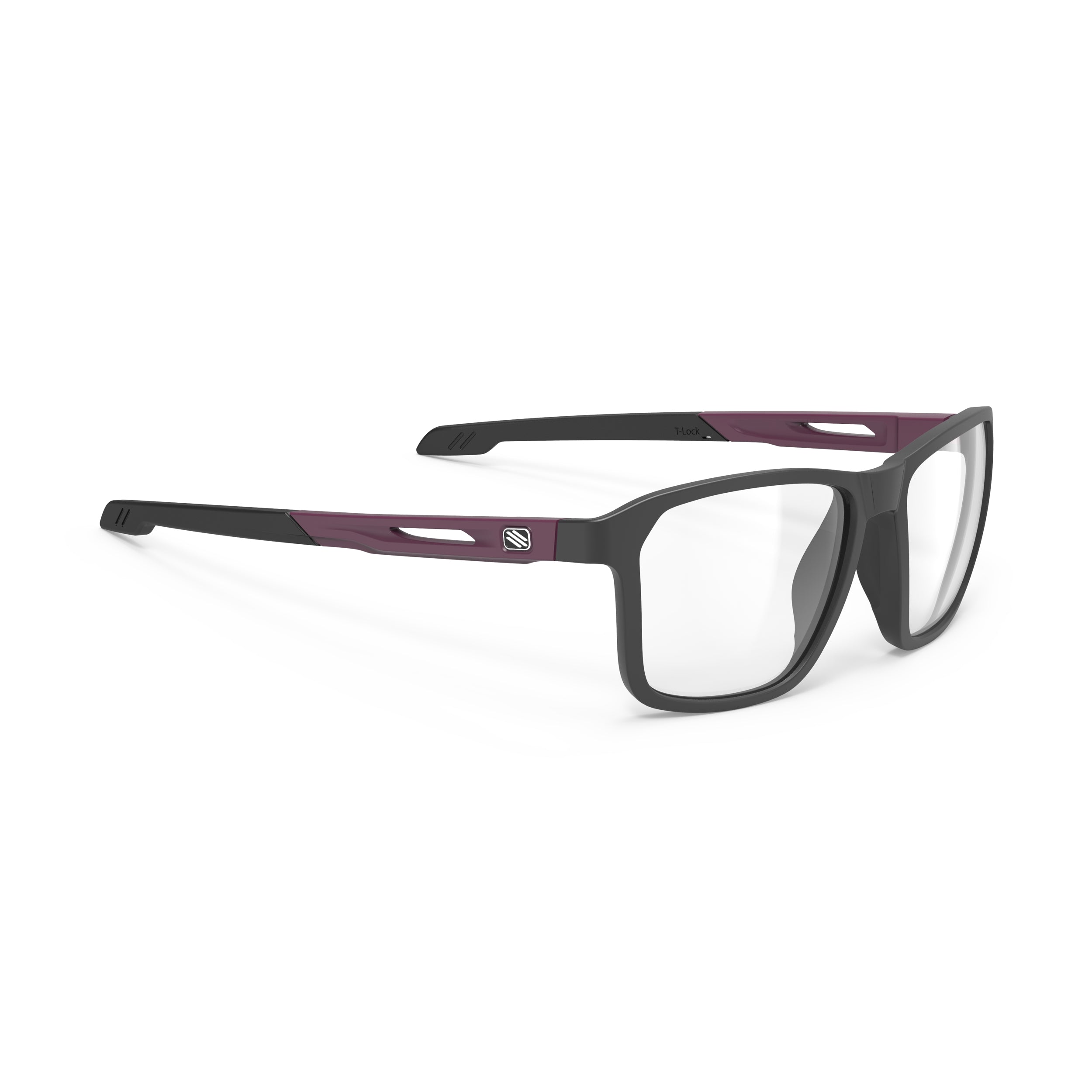 Rudy Project Pulse 54 Black/Cabernet Matte prescription sports glasses – front view, alternate angle