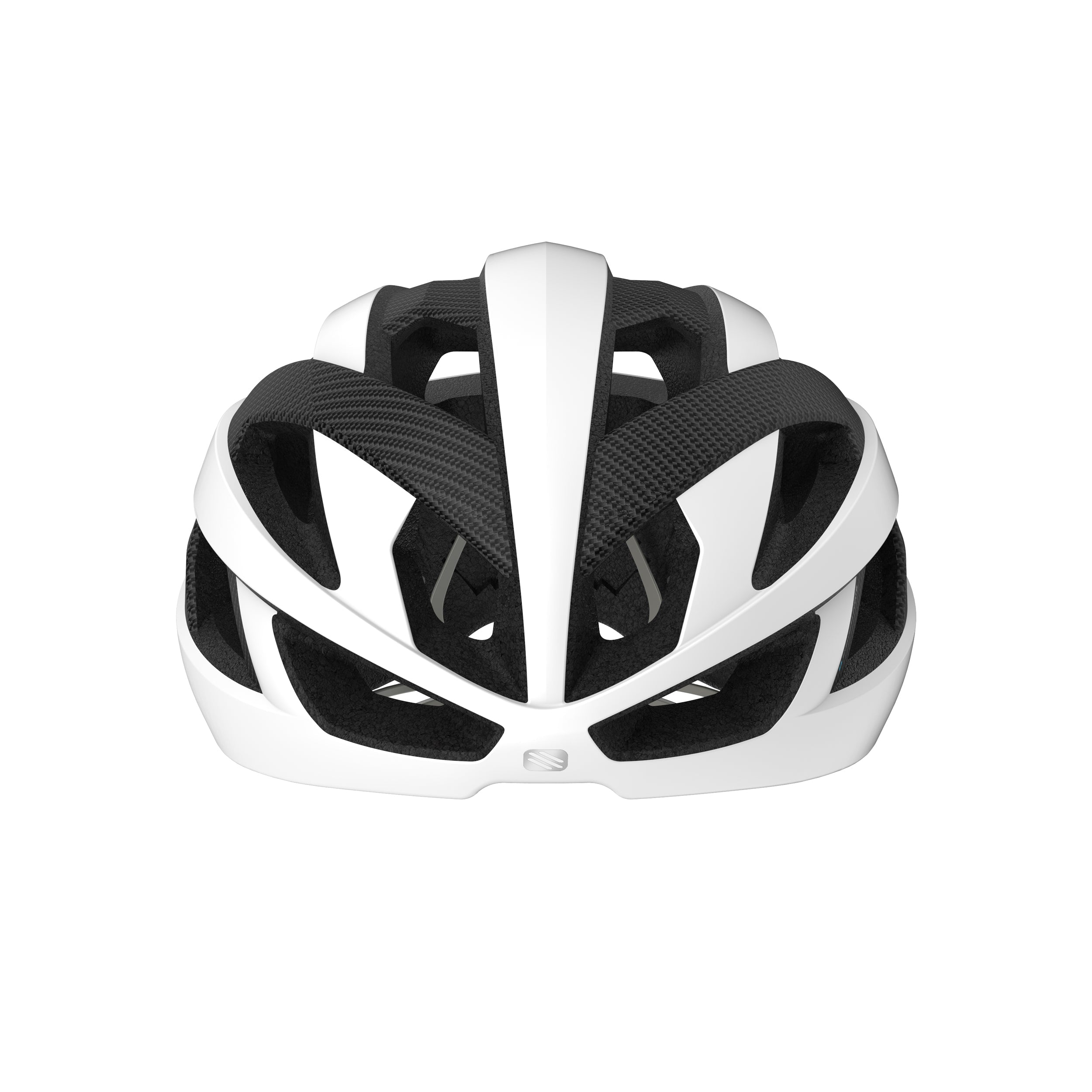 Rudy Project Rebel Carbon White Matte cycling helmet – front view, alternate angle
