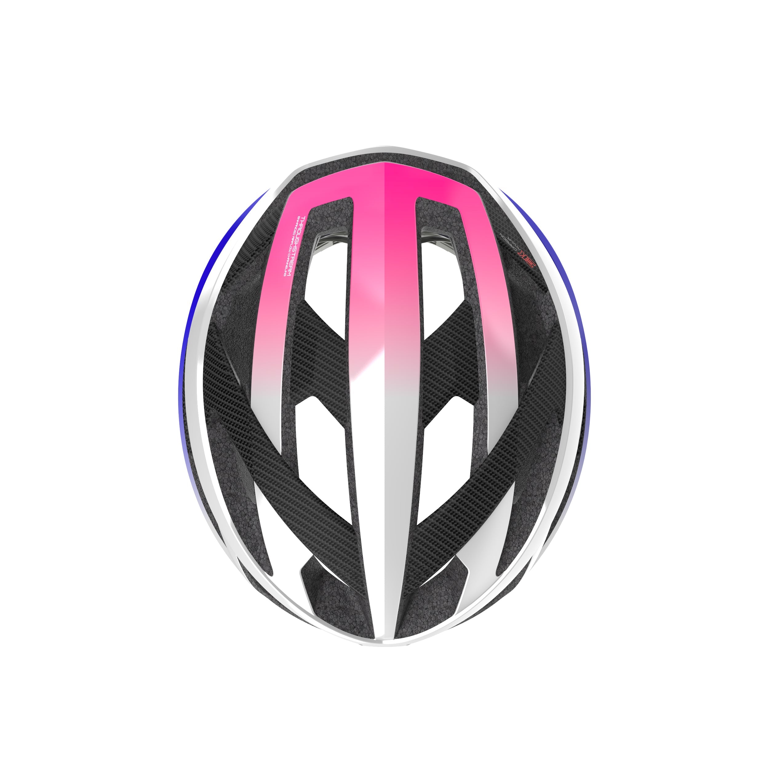 Rudy Project Rebel Pearl Metal/Pink/Cyber Blue Shiny cycling helmet – rear view