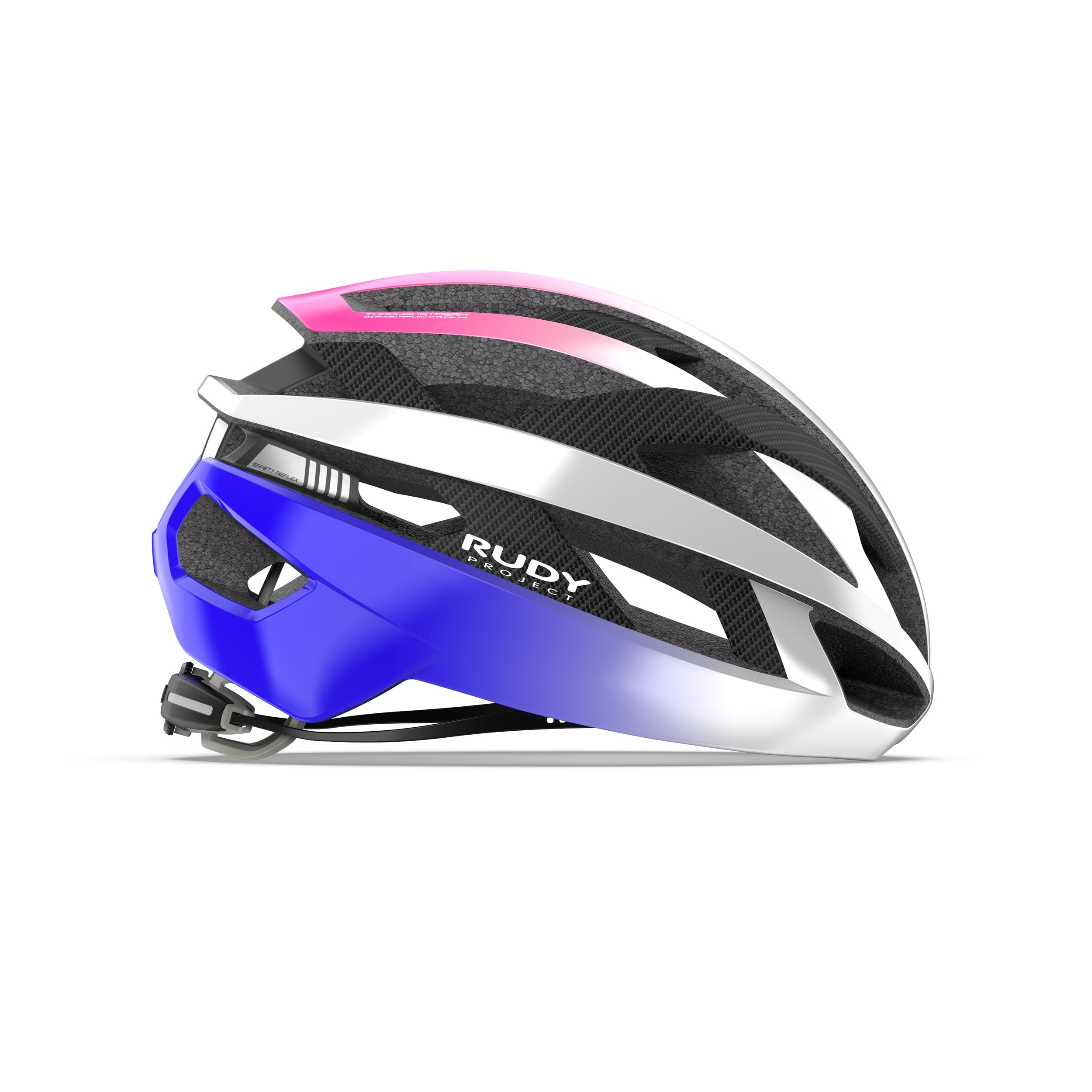 Rudy Project Rebel Pearl Metal/Pink/Cyber Blue Shiny cycling helmet – side view