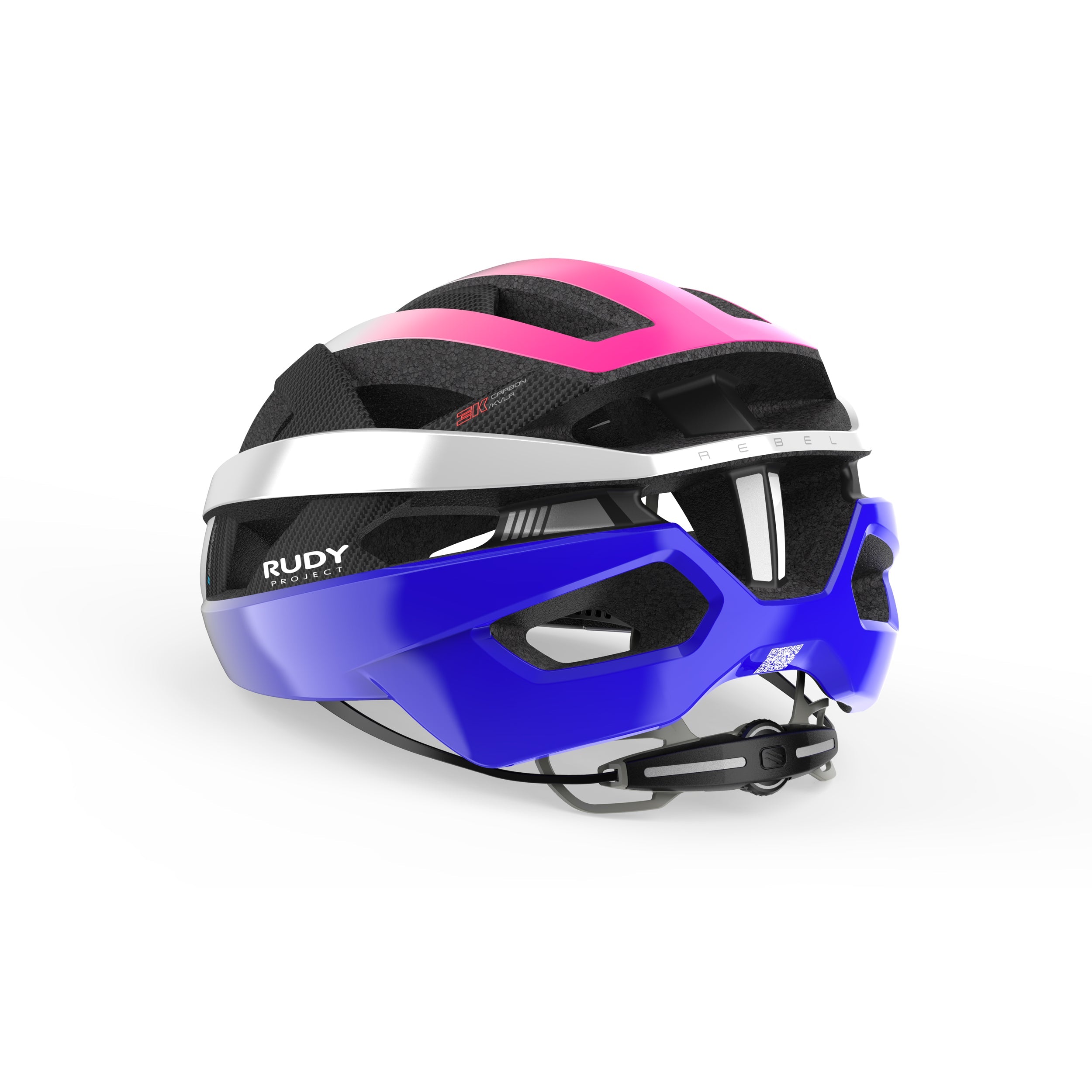 Rudy Project Rebel Pearl Metal/Pink/Cyber Blue Shiny cycling helmet – side view, opposite side