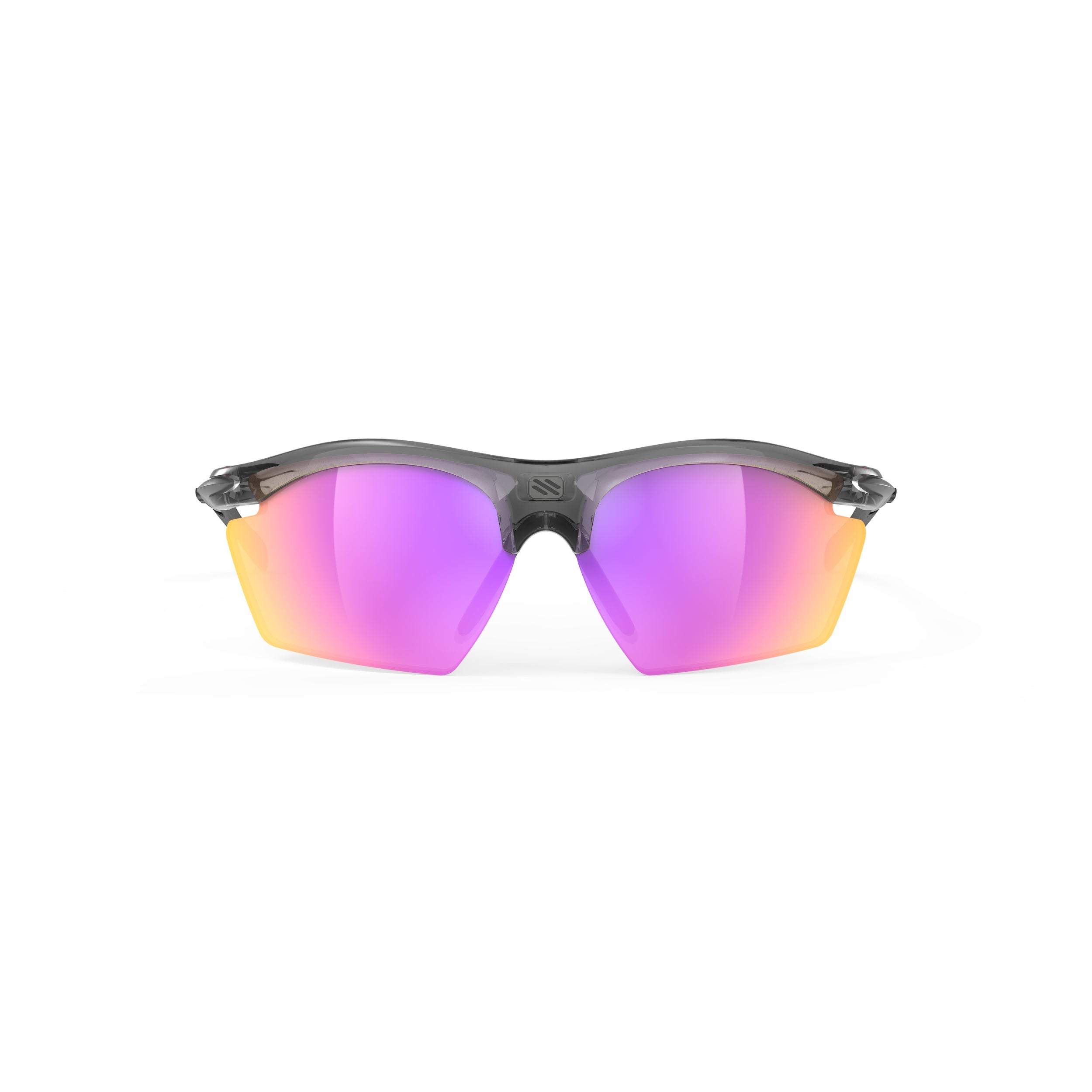 Rudy Project Rydon Slim Crystal Ash mirrored multilaser sunset performance sunglasses – front view, alternate angle