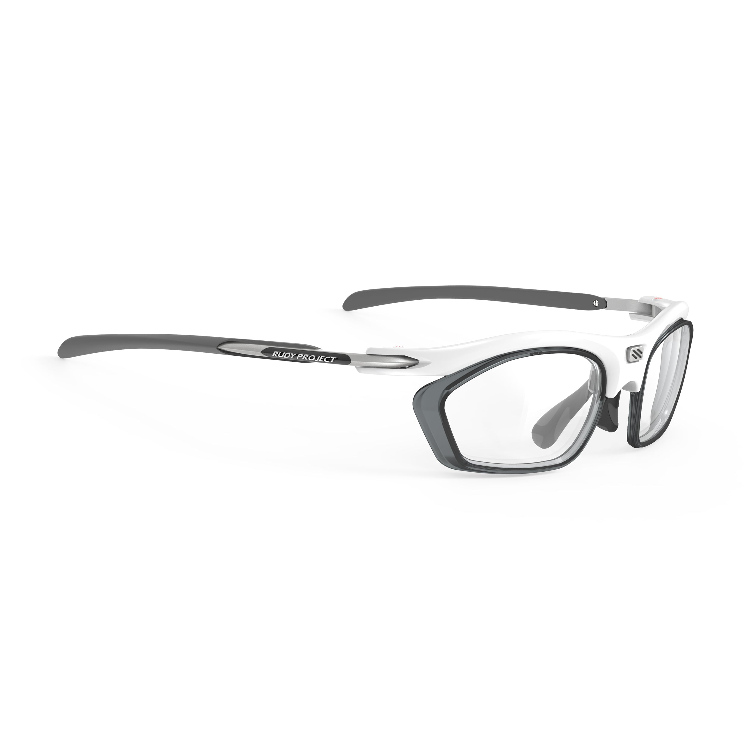 Rudy Project Rydon Slim + Optical Dock White Gloss prescription sports glasses – front view, alternate angle