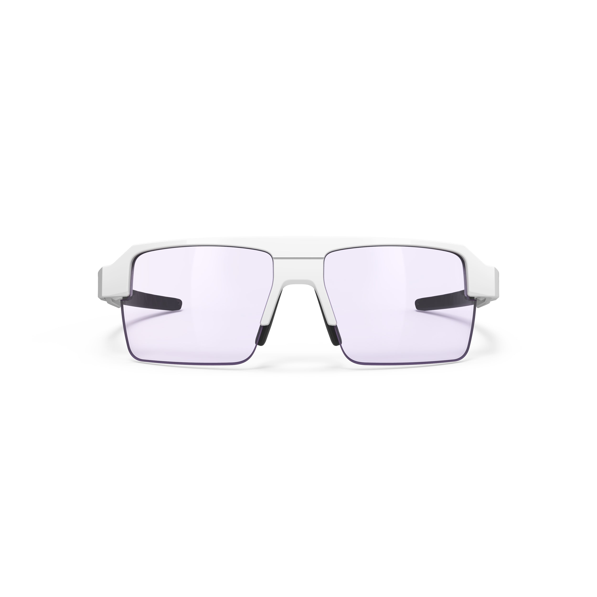 Rudy Project Sirius White Gloss photochromic laser purple hdr performance sunglasses – front view, alternate angle