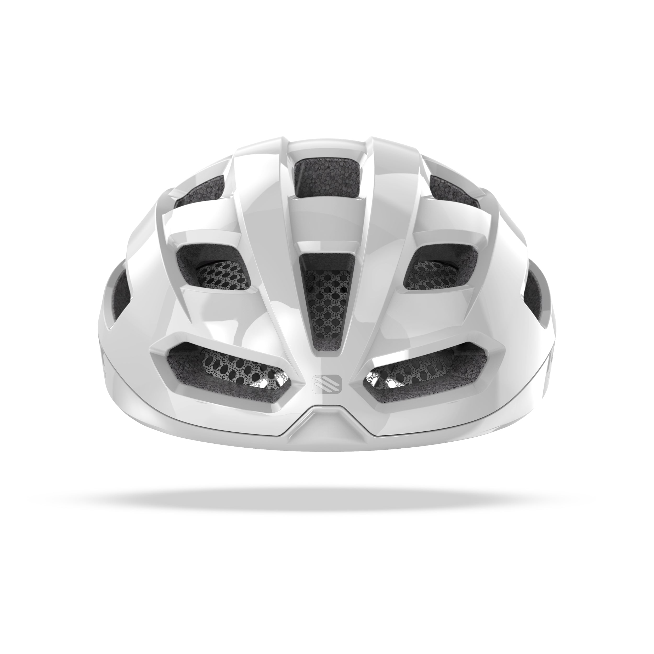 Rudy Project Skudo White Shiny cycling helmet – front view, alternate angle