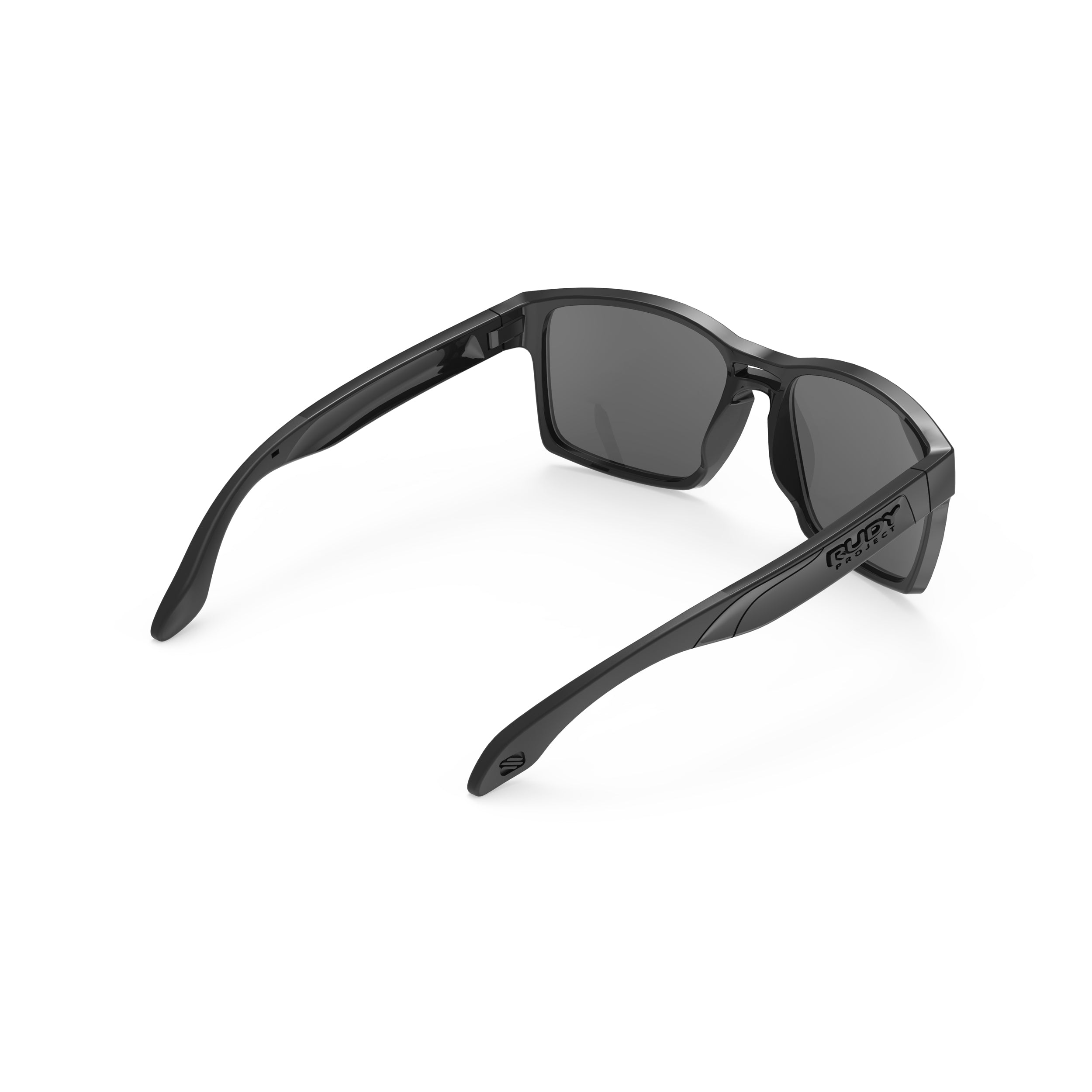 Rudy Project Spinair 57 Black Gloss mirrored smoke black performance sunglasses – rear view