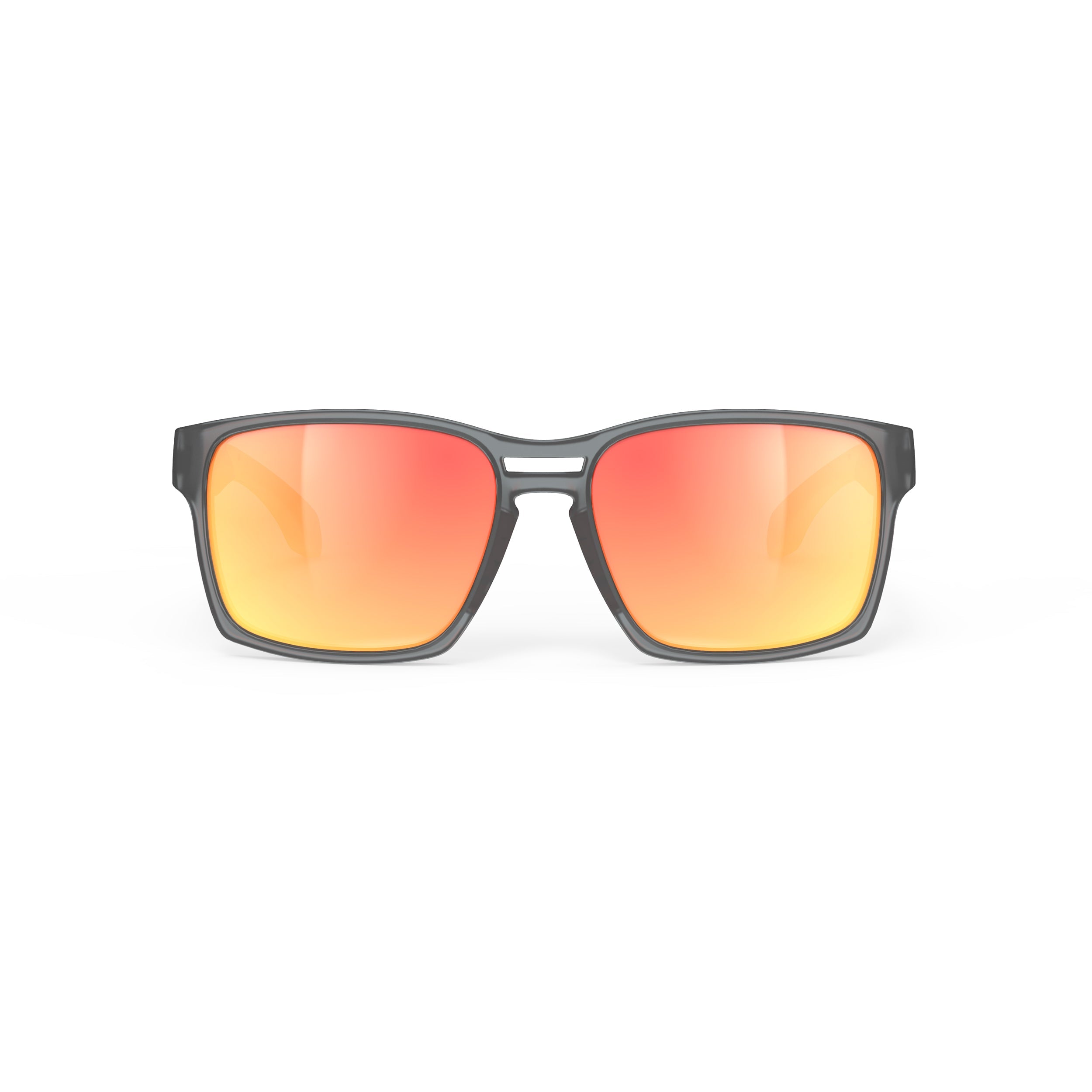 Rudy Project Spinair 57 Frozen Ash mirrored multilaser orange performance sunglasses – front view, alternate angle
