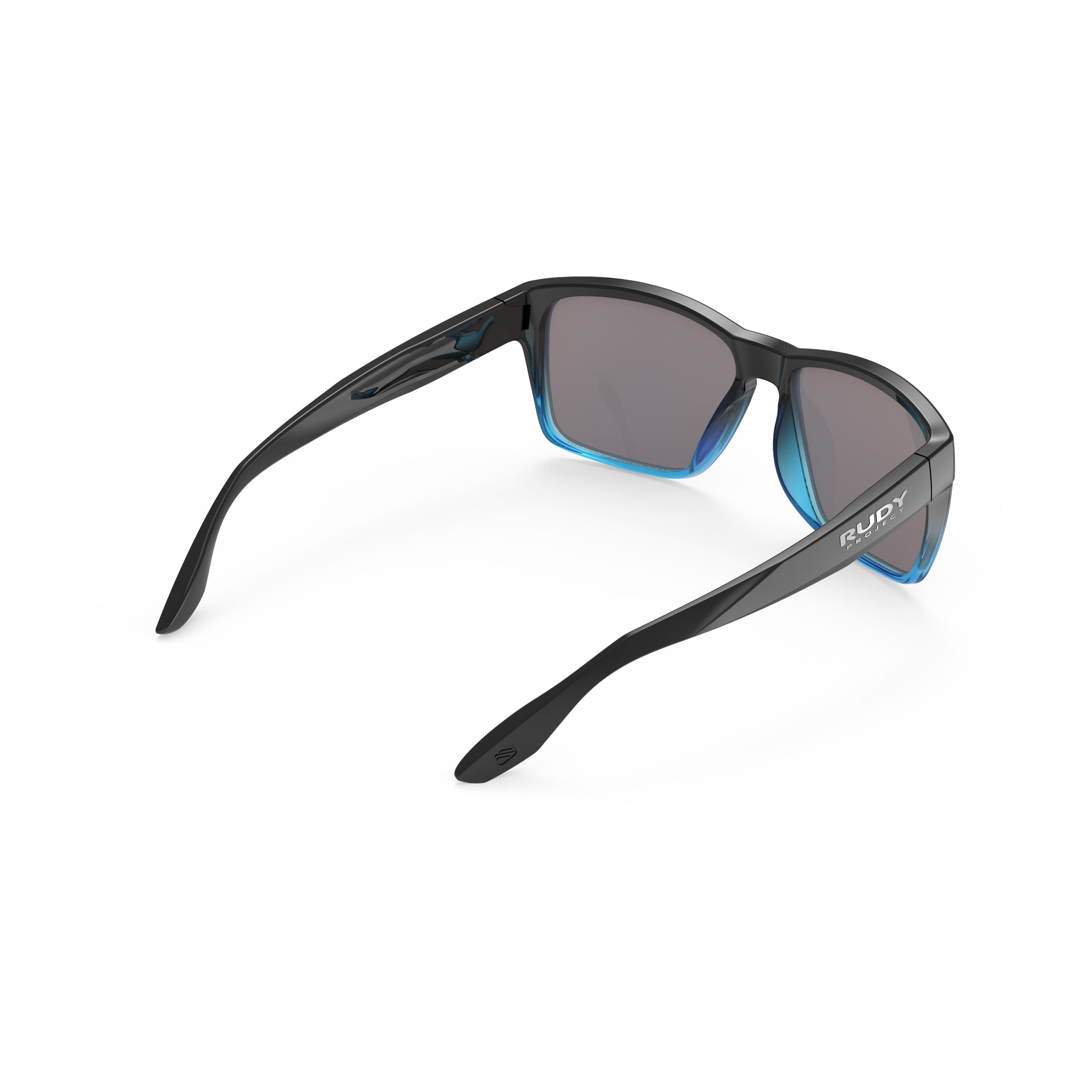 Rudy Project Spinhawk Edge Black Fade Crystal Azur Gloss mirrored multilaser ice performance sunglasses – rear view