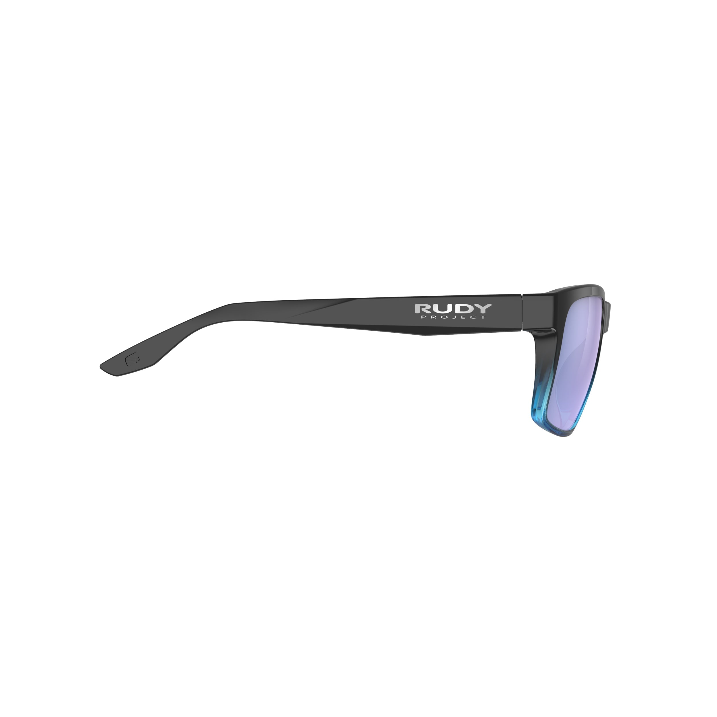 Rudy Project Spinhawk Edge Black Fade Crystal Azur Gloss mirrored multilaser ice performance sunglasses – side view, opposite side