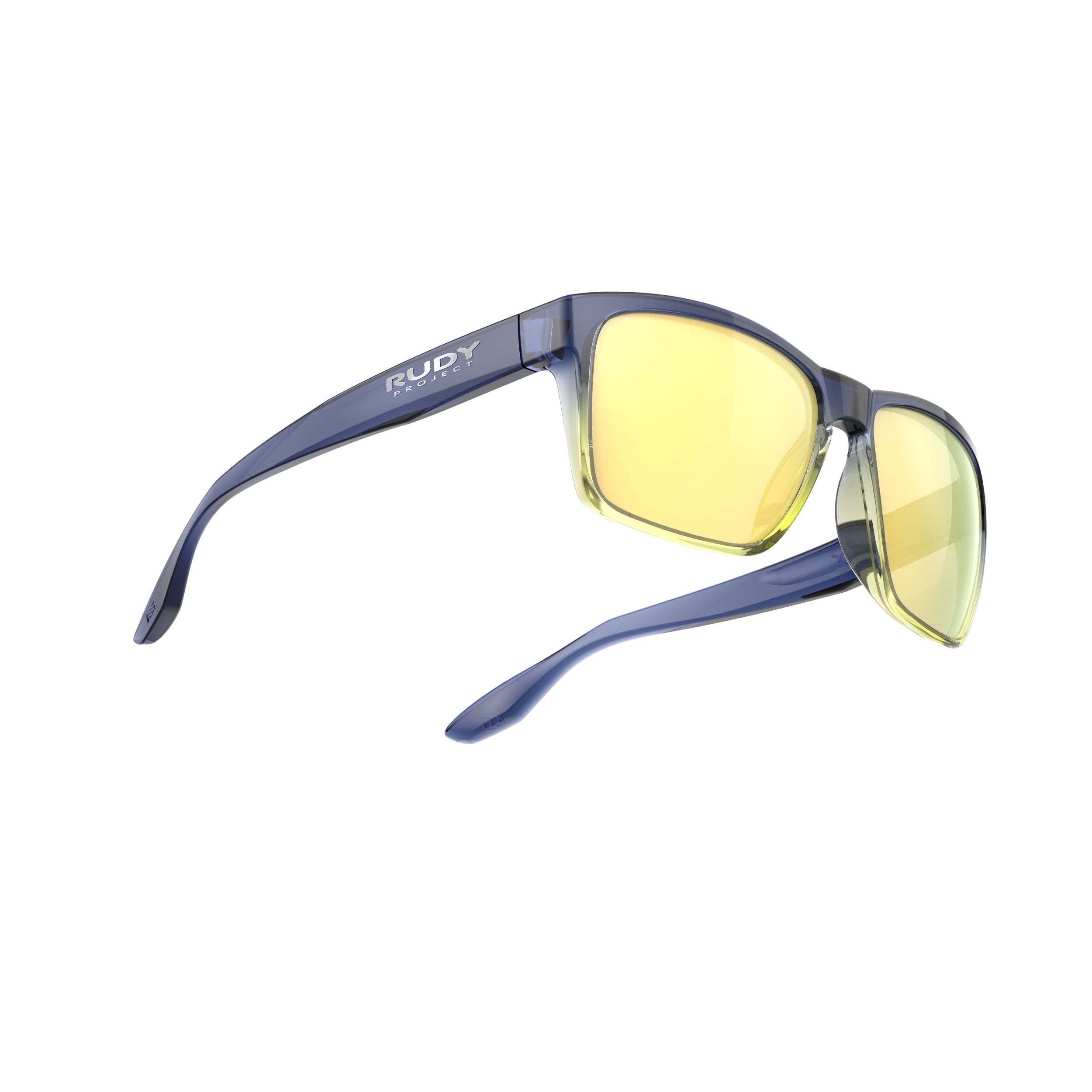 Rudy Project Spinhawk Edge Crystal Blue Avio Apple Green Fade Gloss mirrored multilaser yellow performance sunglasses – side view