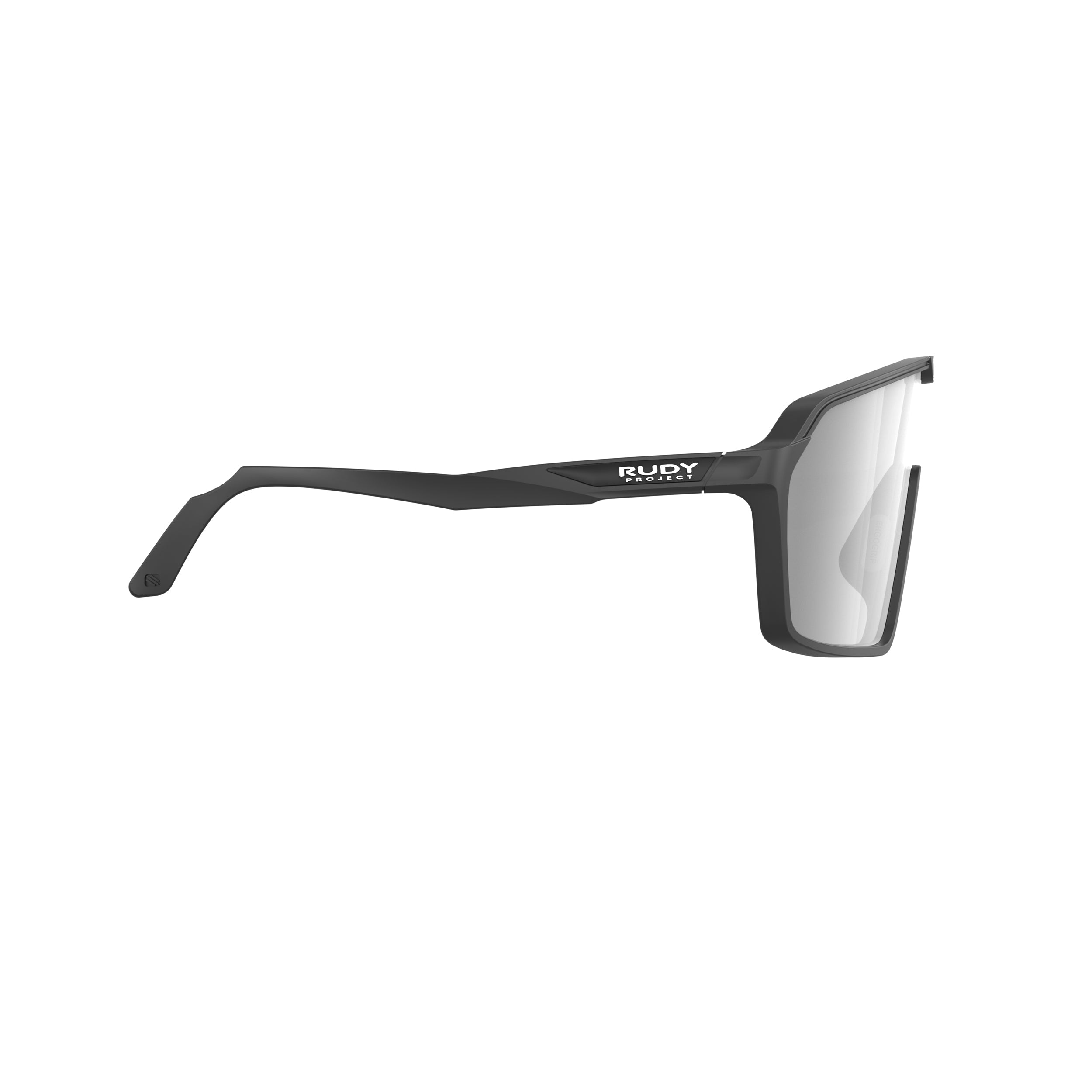 Rudy Project Spinshield Black Matte Photochromic Laser Black Performance Sunglasses – Front View, side view, opposite side