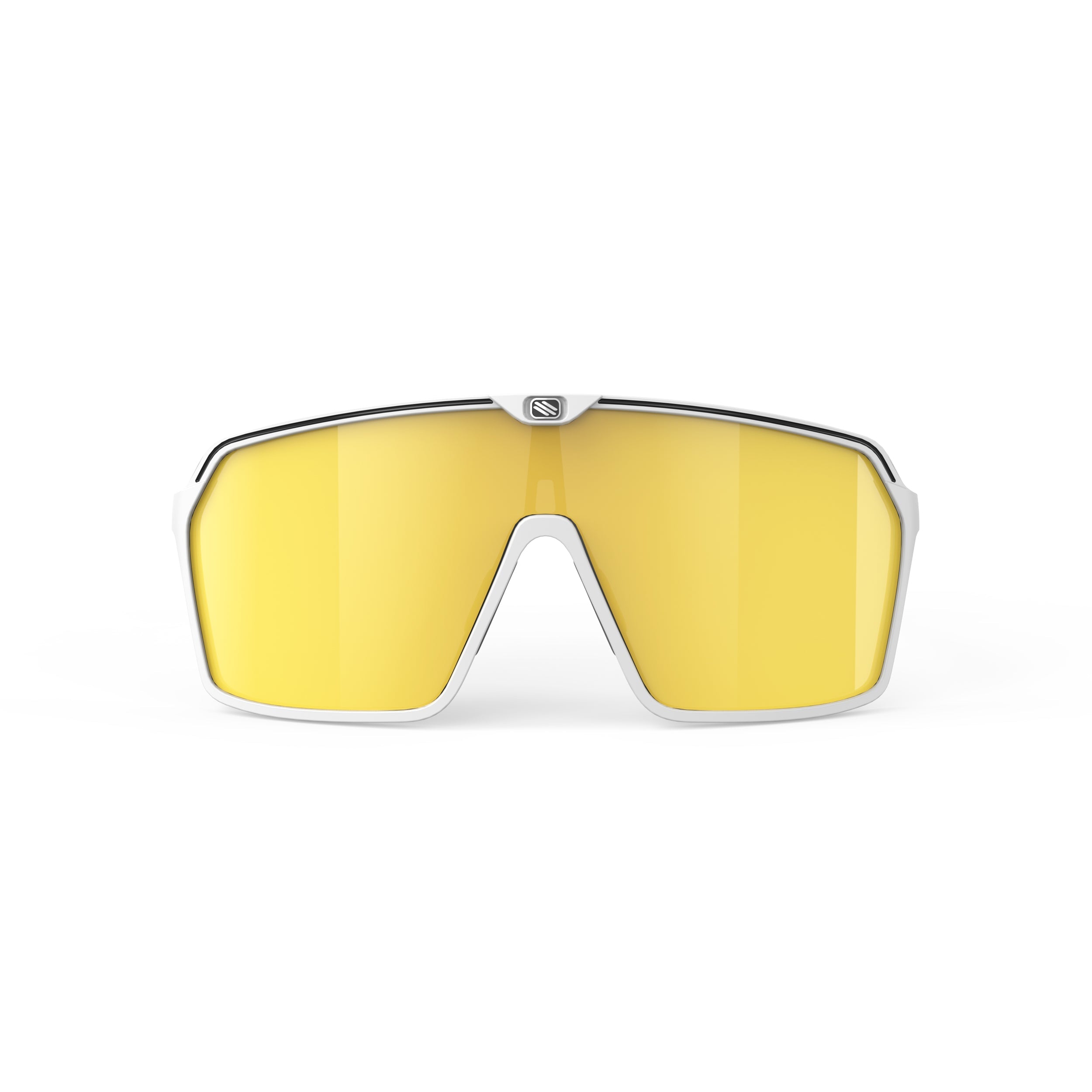 Rudy Project Spinshield White Matte Multilaser Gold Performance Sunglasses – Front View, front view, alternate angle