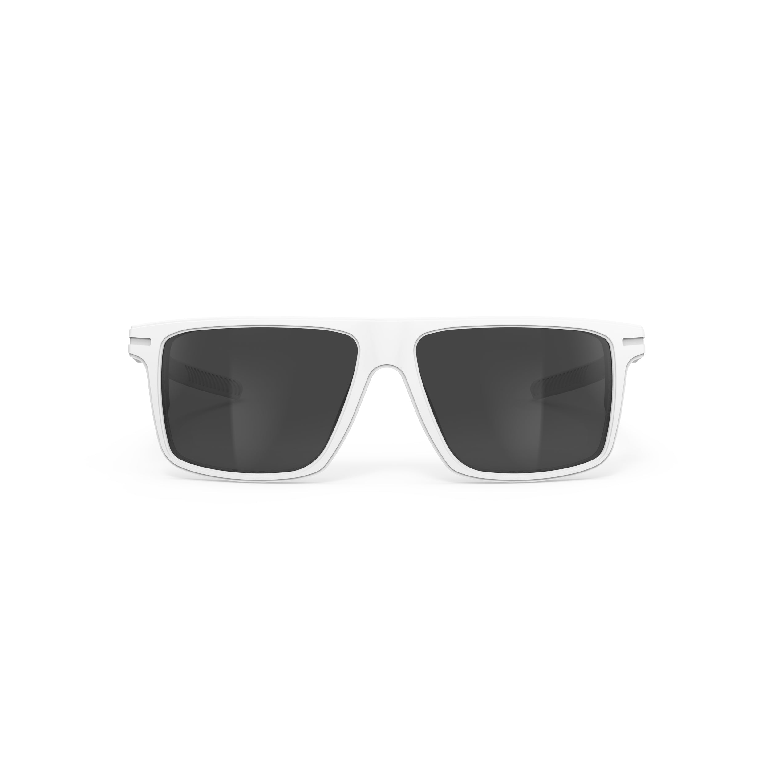 Rudy Project Stellar White Matte mirrored smoke black performance sunglasses – front view, alternate angle