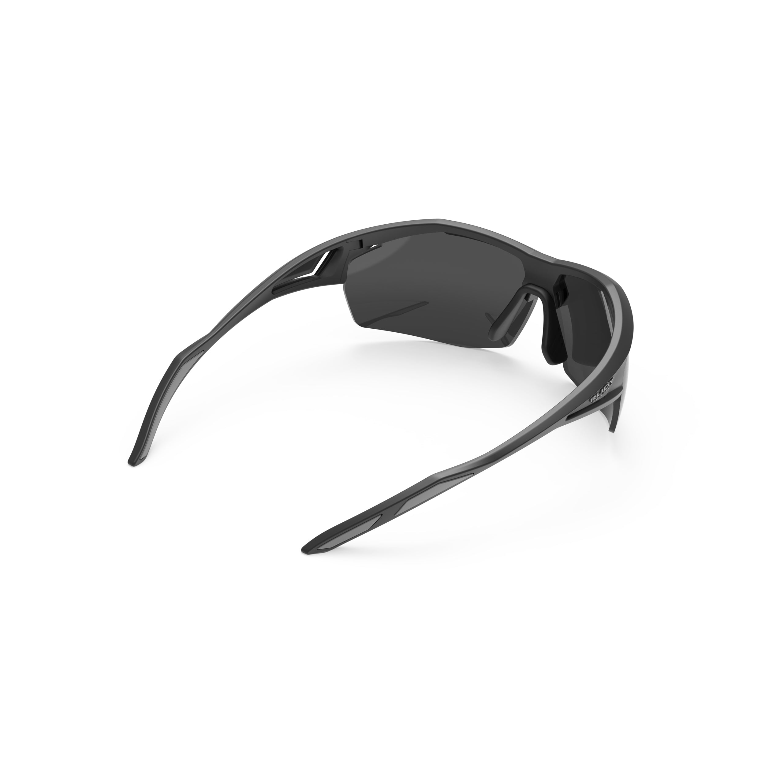 Rudy Project Sydus Black Matte mirrored smoke black performance sunglasses – rear view