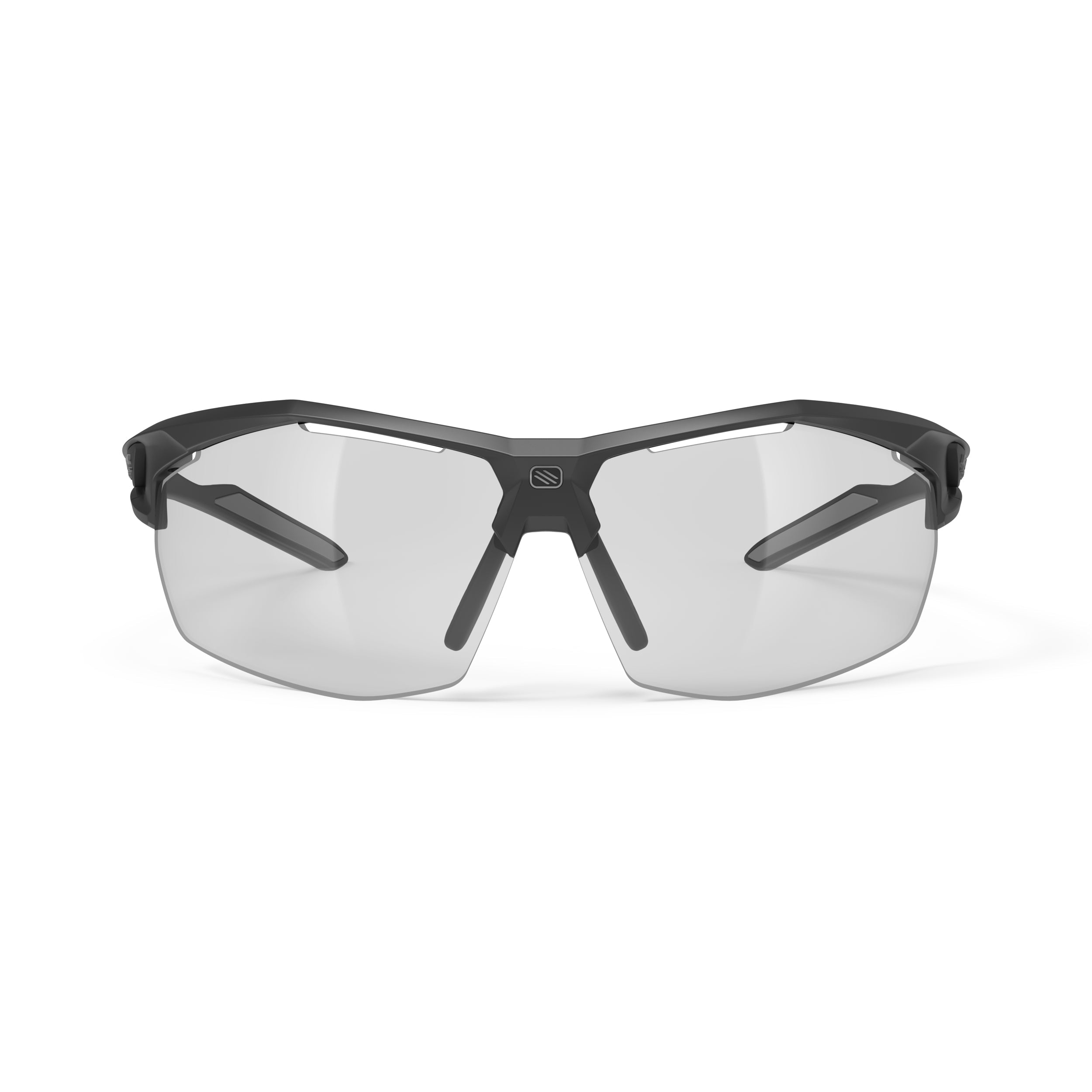 Rudy Project Sydus Black Matte photochromic black performance sunglasses – front view, alternate angle