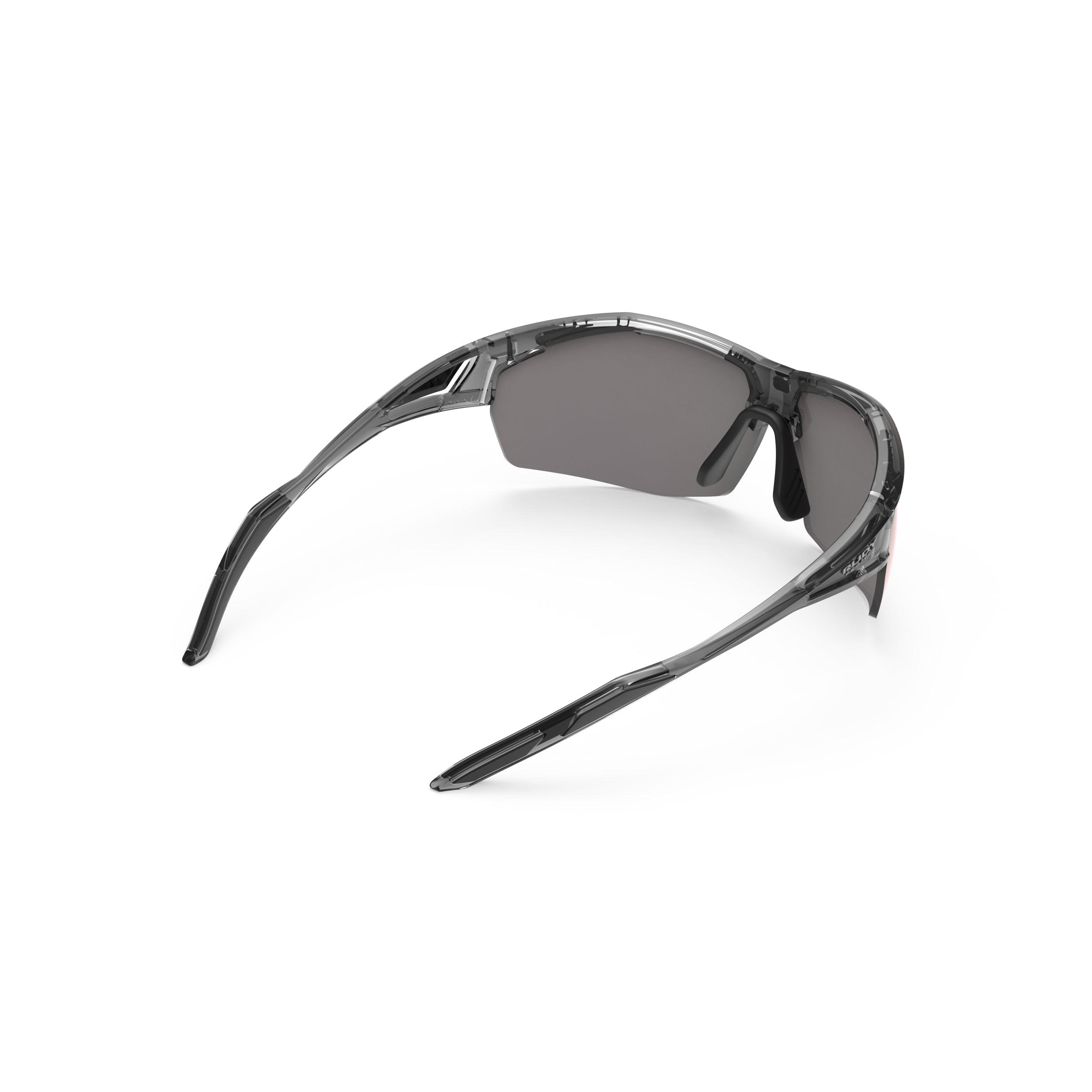 Rudy Project Sydus Crystal Ash mirrored multilaser rose gold performance sunglasses – rear view