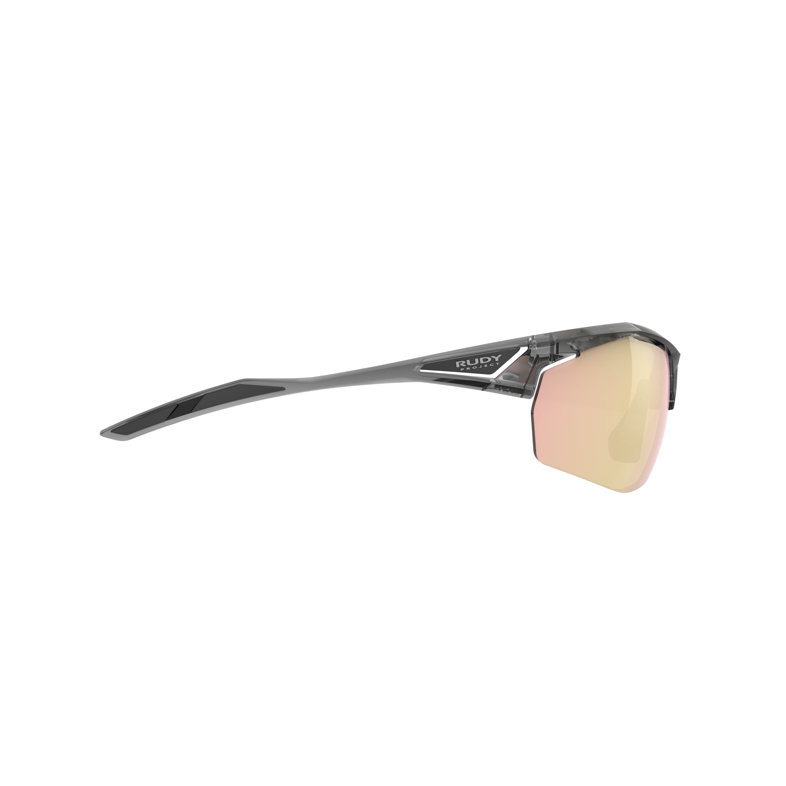 Rudy Project Sydus Crystal Ash mirrored multilaser rose gold performance sunglasses – side view, opposite side