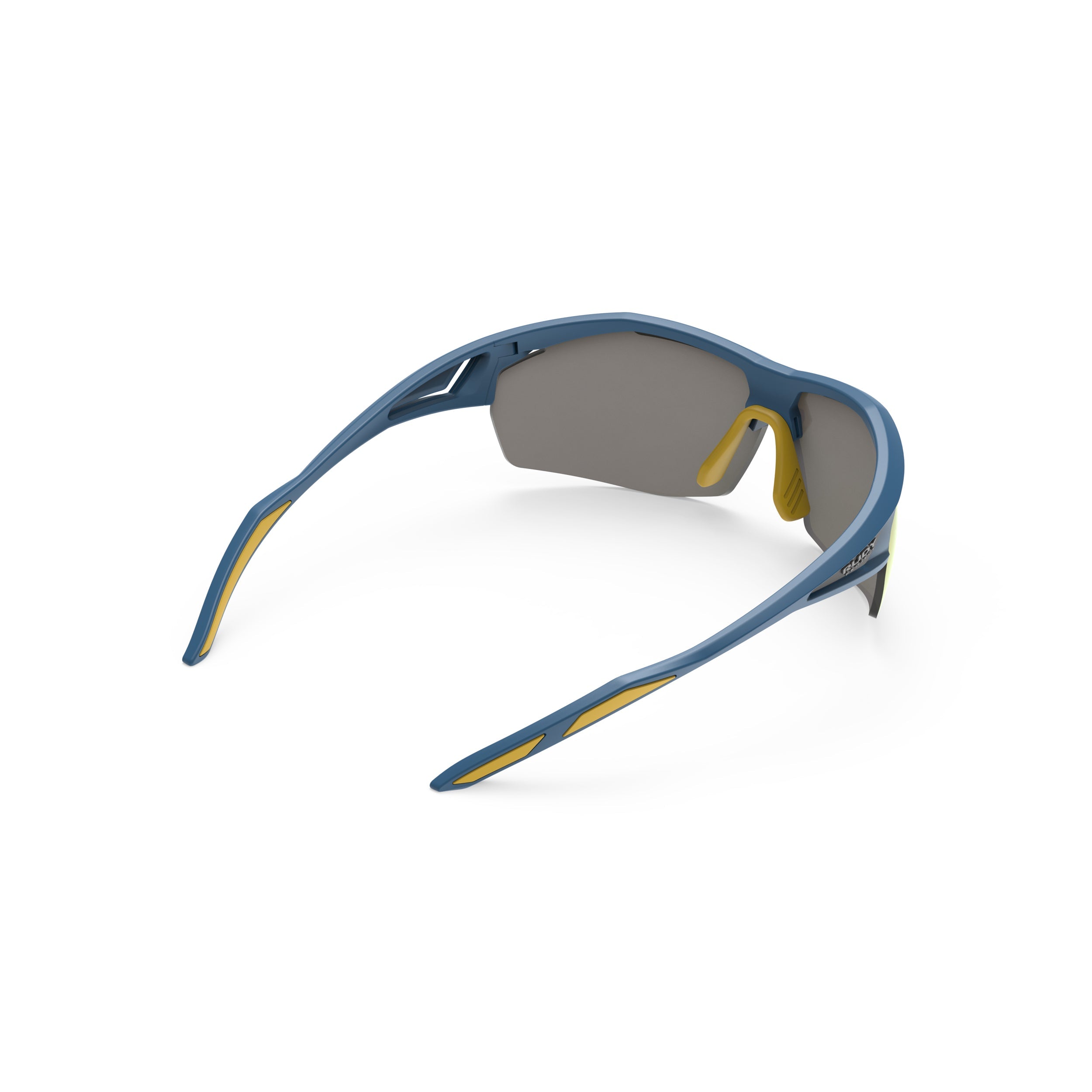 Rudy Project Sydus Pacific Blue Matte mirrored multilaser yellow performance sunglasses – rear view