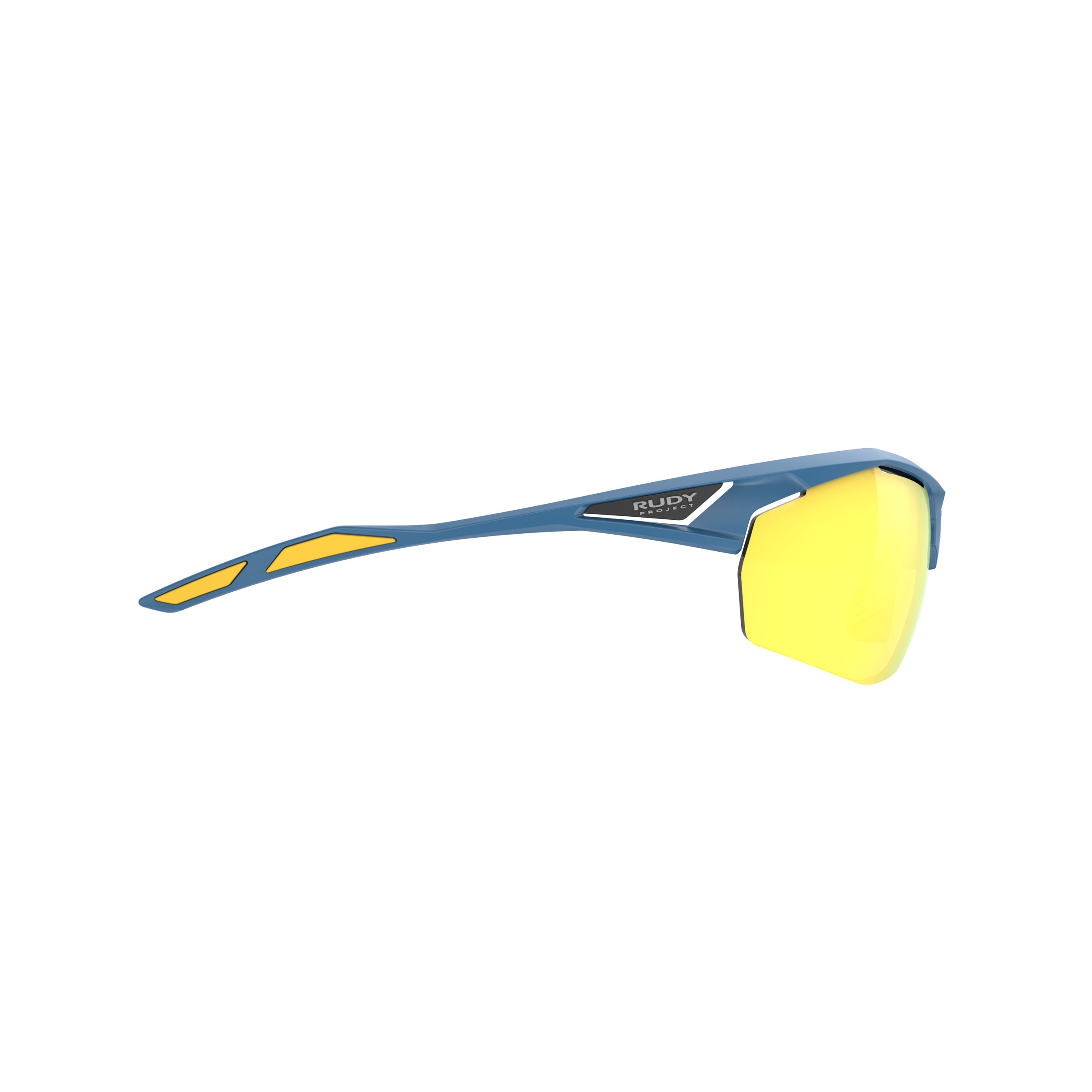 Rudy Project Sydus Pacific Blue Matte mirrored multilaser yellow performance sunglasses – side view, opposite side