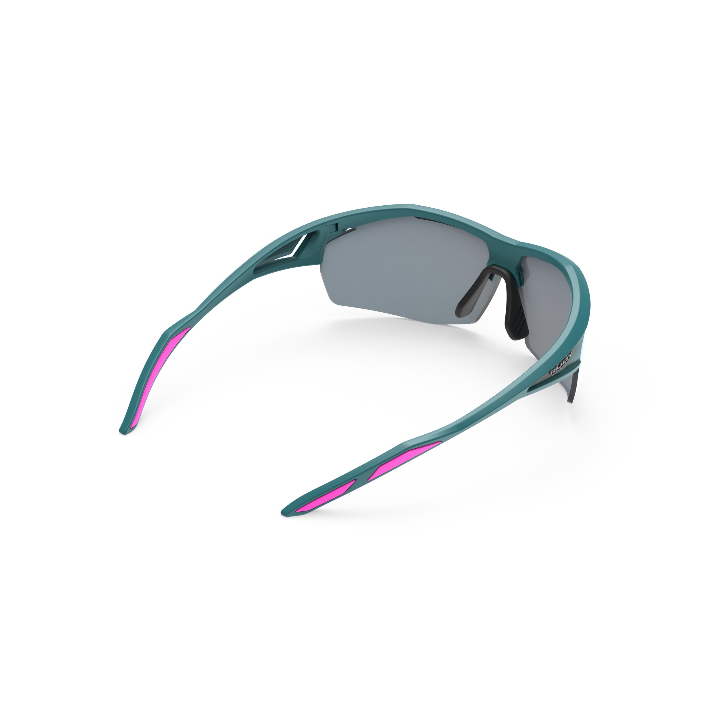 Rudy Project Sydus Teal Matte mirrored multilaser osmium performance sunglasses – rear view