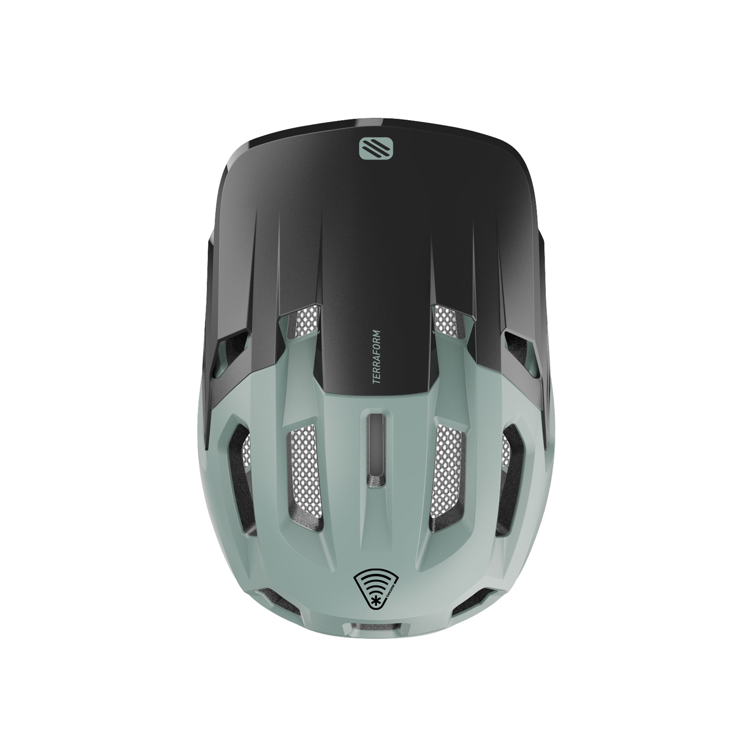 Rudy Project Terraform Green Sage Matte cycling helmet – top view
