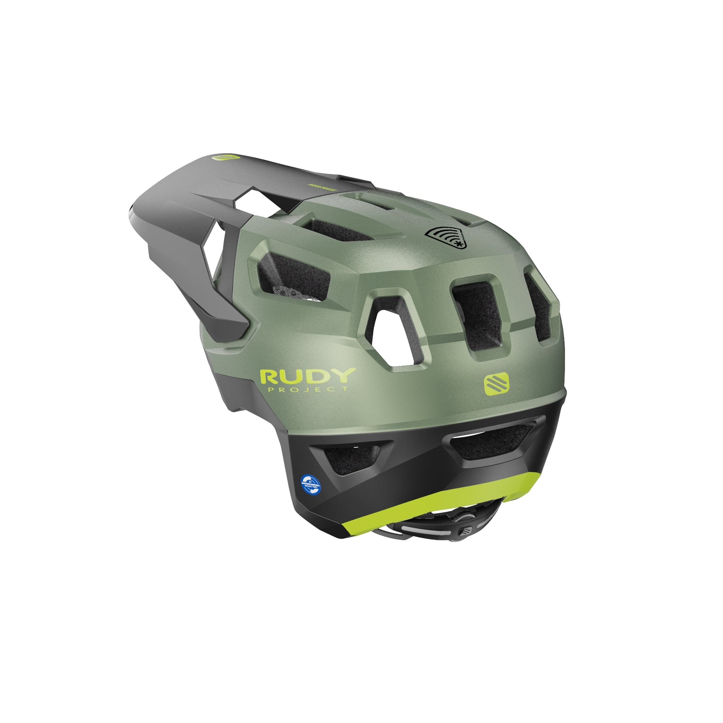 Rudy Project Terraform Met.Olive/Black/Acid Green Matte cycling helmet – rear view