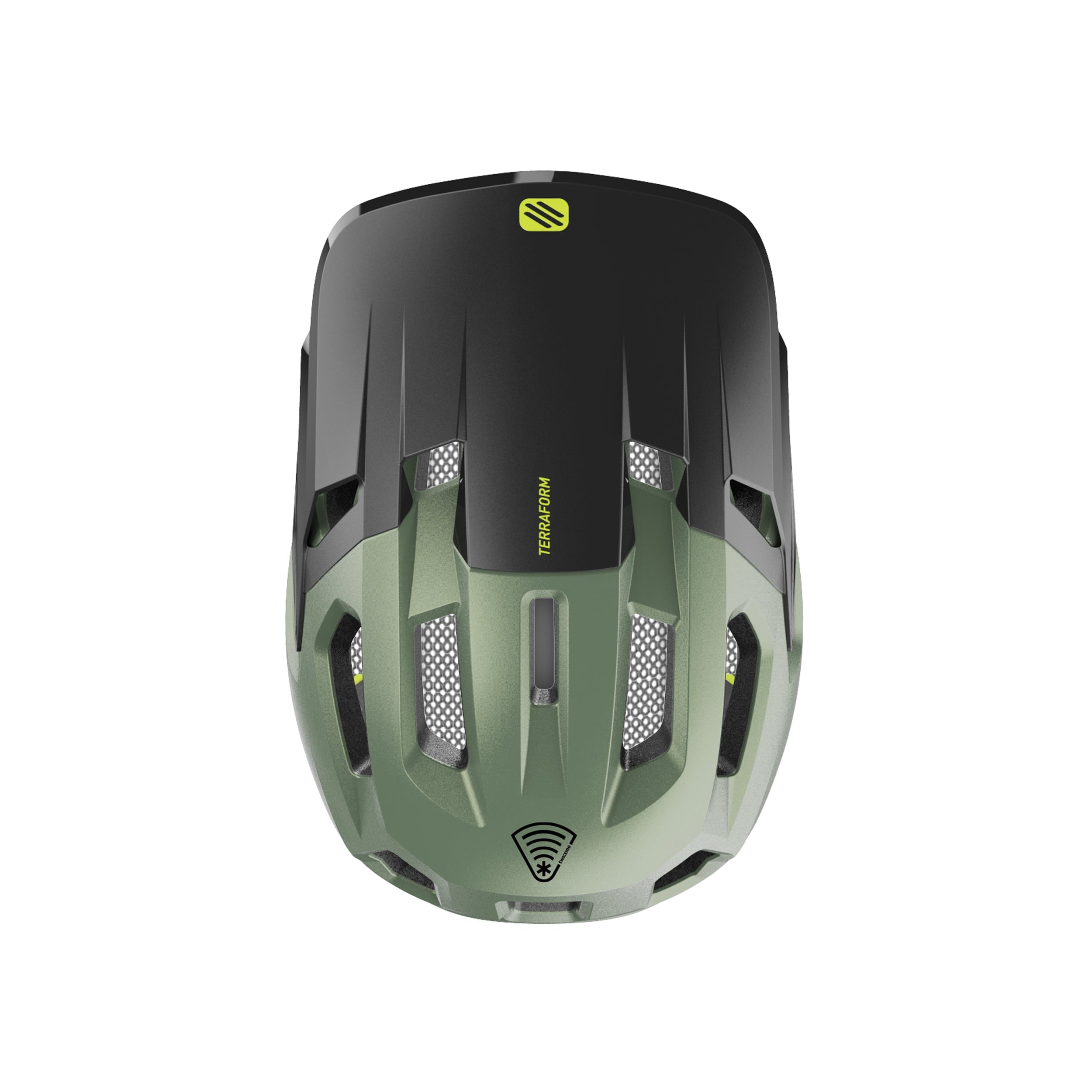 Rudy Project Terraform Met.Olive/Black/Acid Green Matte cycling helmet – top view