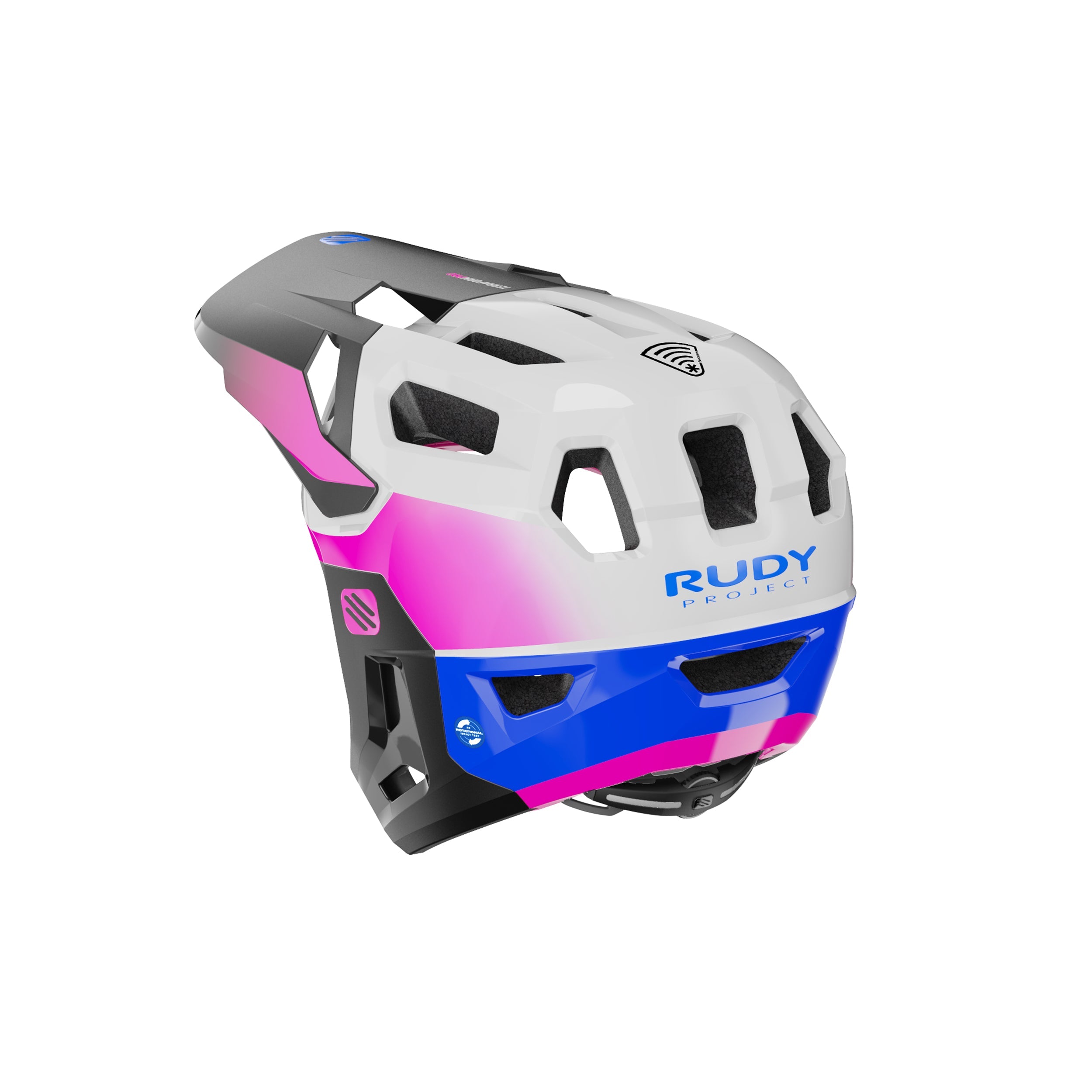 Rudy Project Terraform Pro White/Pink/Cyber Blue Shiny cycling helmet – rear view