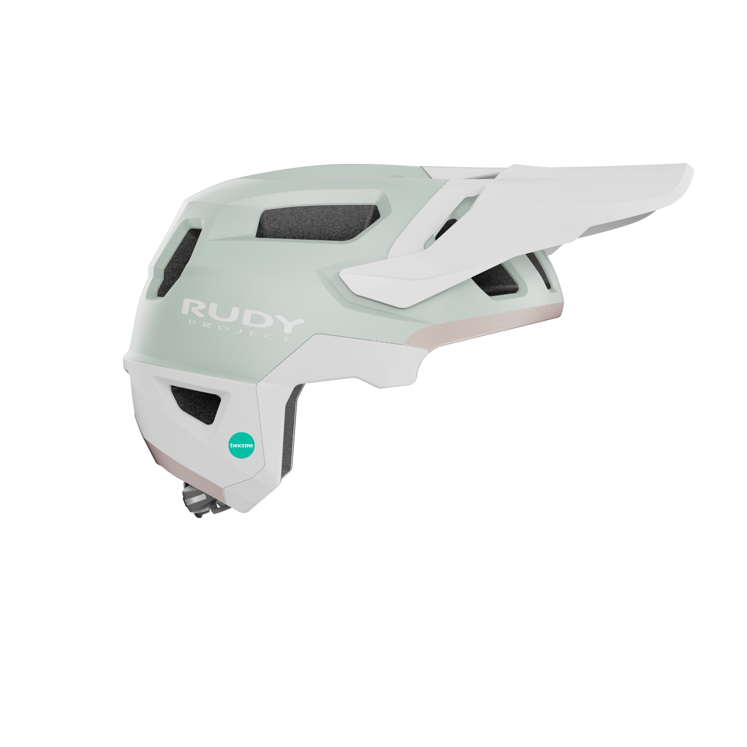 Rudy Project Terraform White/Mint/Gold Matte cycling helmet – side view, opposite side