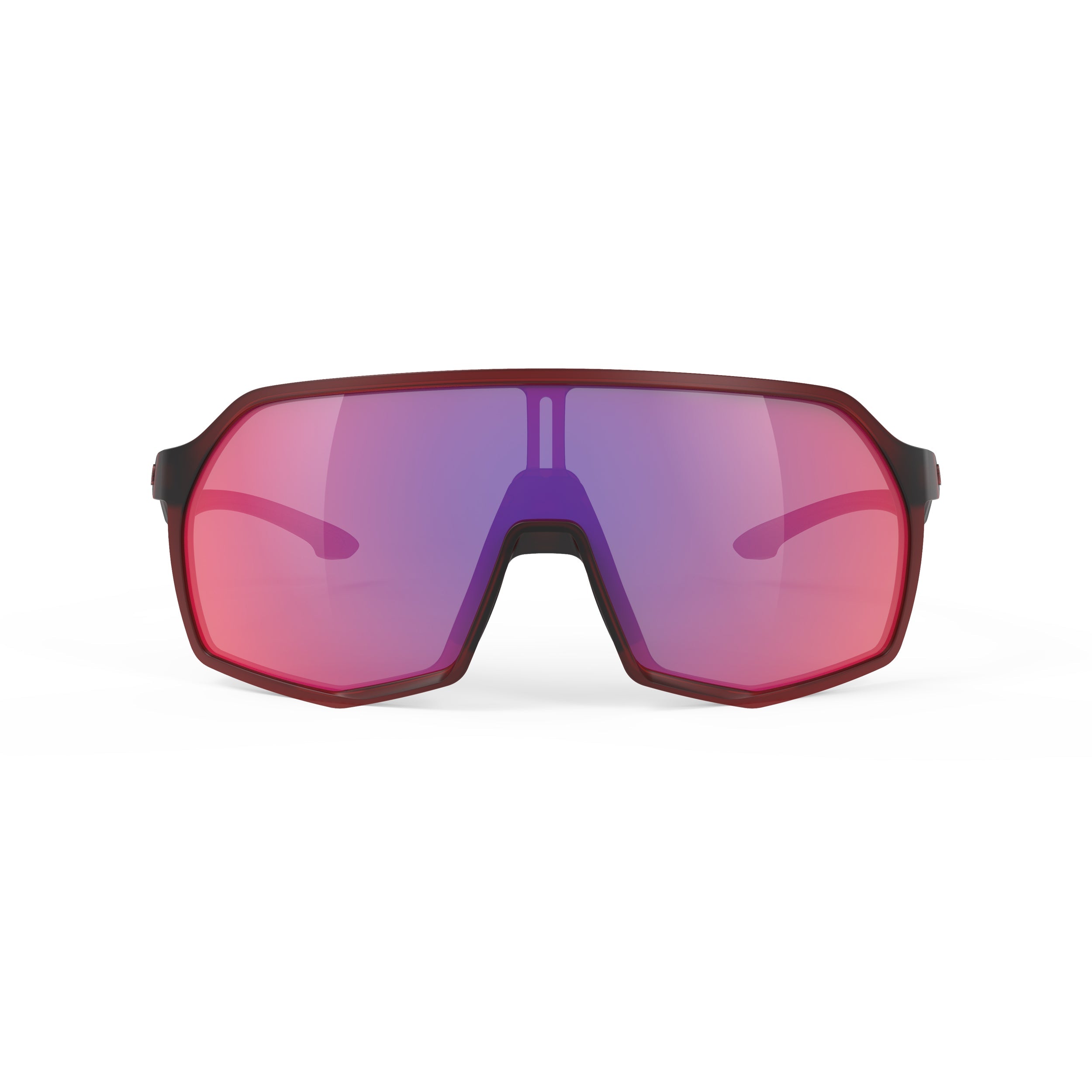 Rudy Project Thunder Frozen Bordeaux mirrored multilaser red hdr performance sunglasses – front view, alternate angle