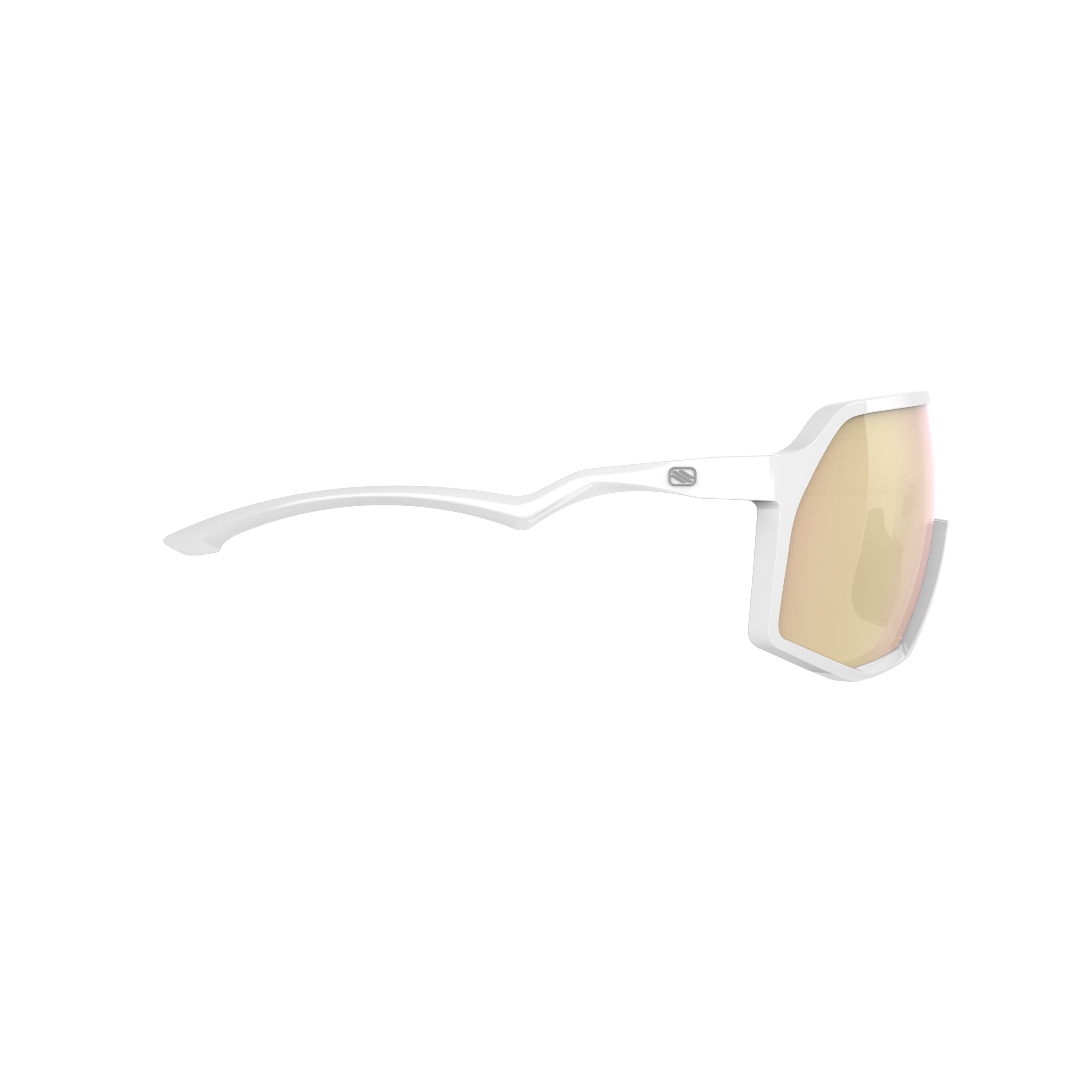 Rudy Project Thunder White Gloss mirrored multilaser rose gold performance sunglasses – side view, opposite side