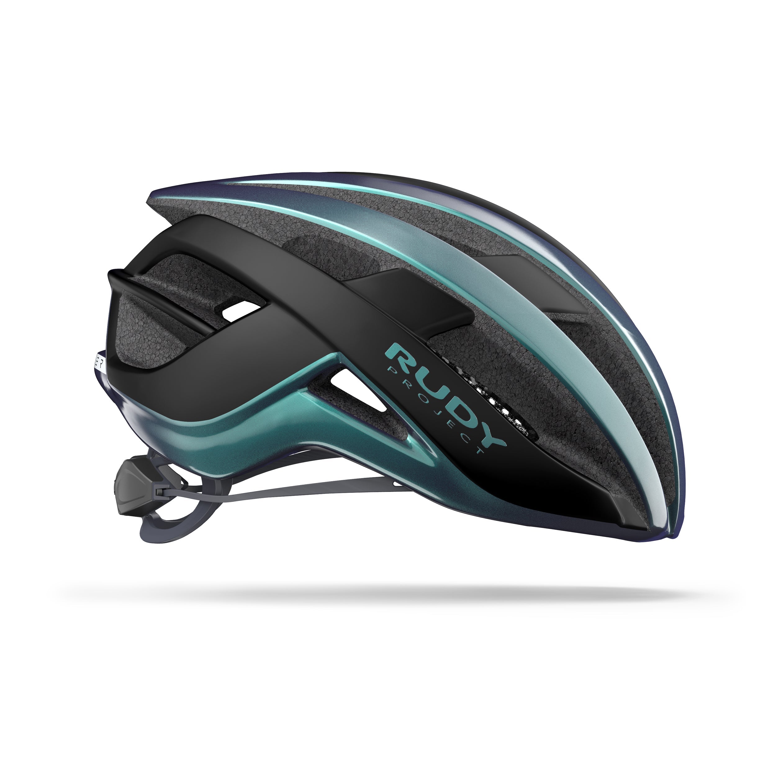 Rudy Project Venger Iridescent Blue Shiny/Black Matte cycling helmet – side view