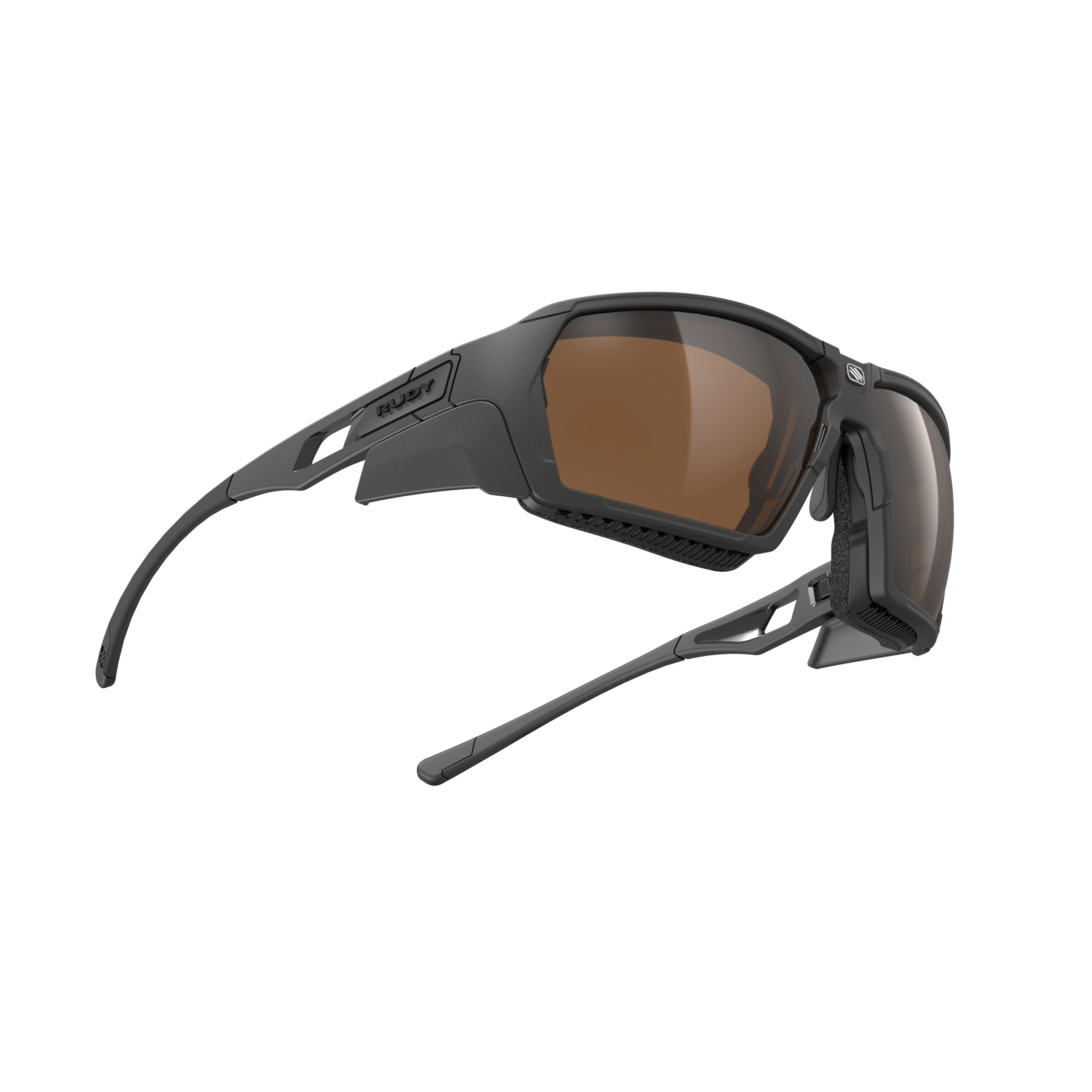 Rudy Project Agent Q Matte Black mirrored hi-altitude performance sunglasses – side view