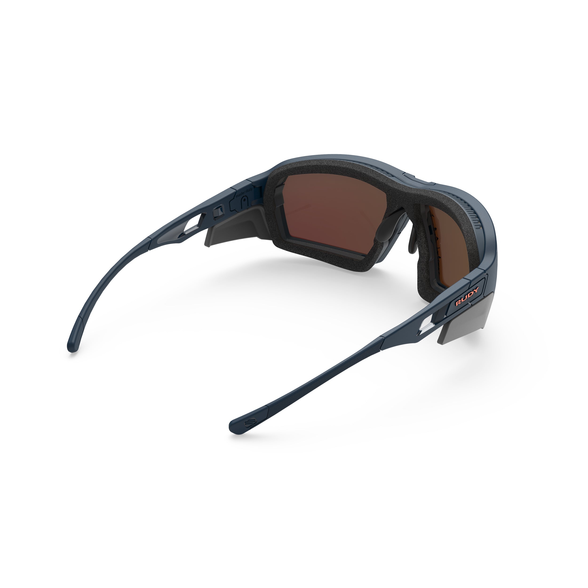 Rudy Project Agent Q Navy Matte mirrored multilaser orange performance sunglasses – rear view